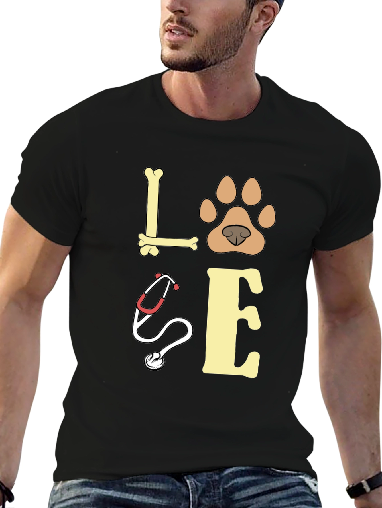 Black Love Veterinarian T-Shirt view 6