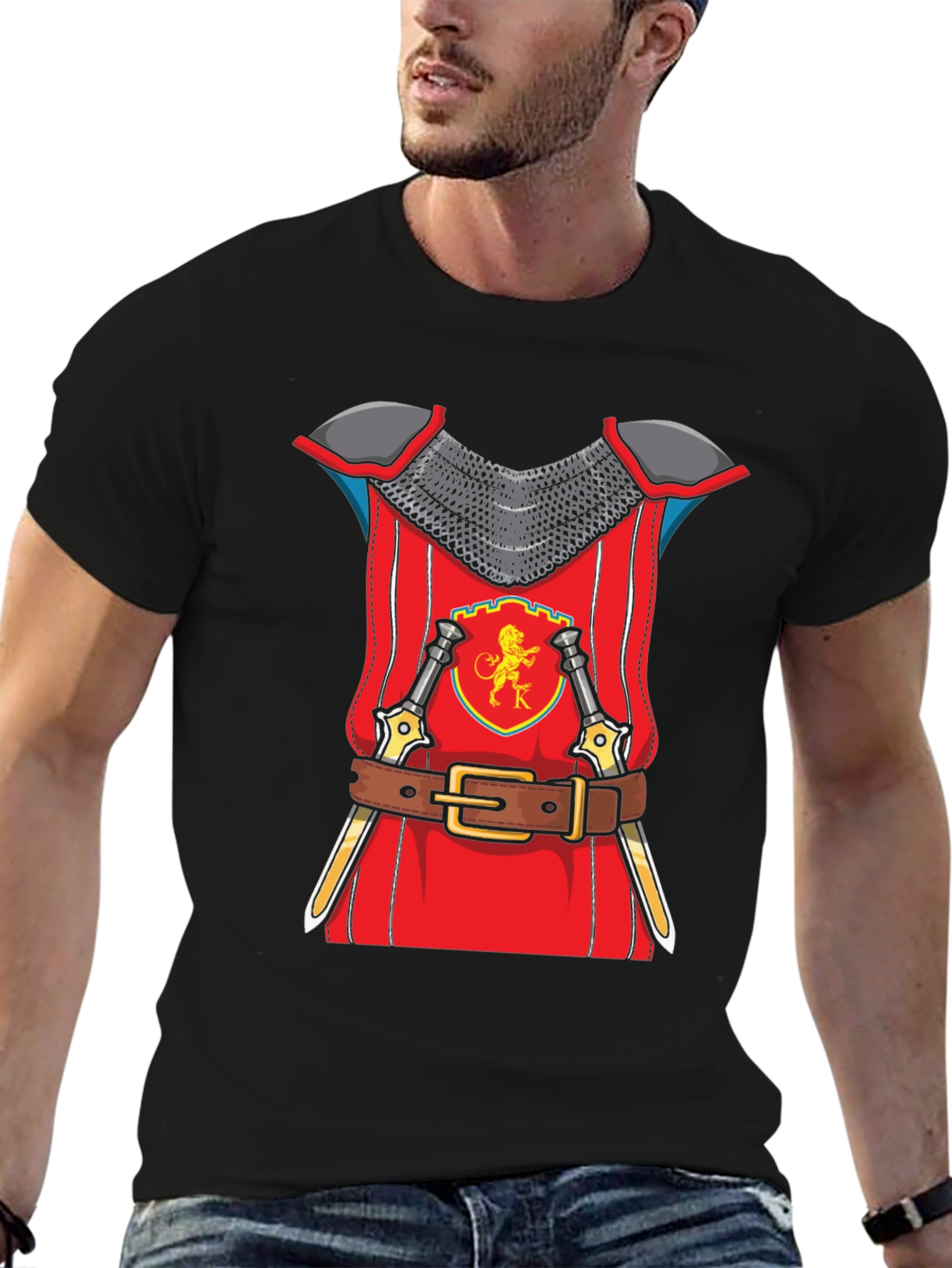 Black Knight Armor Graphic T-Shirt Novelty Tee view 6