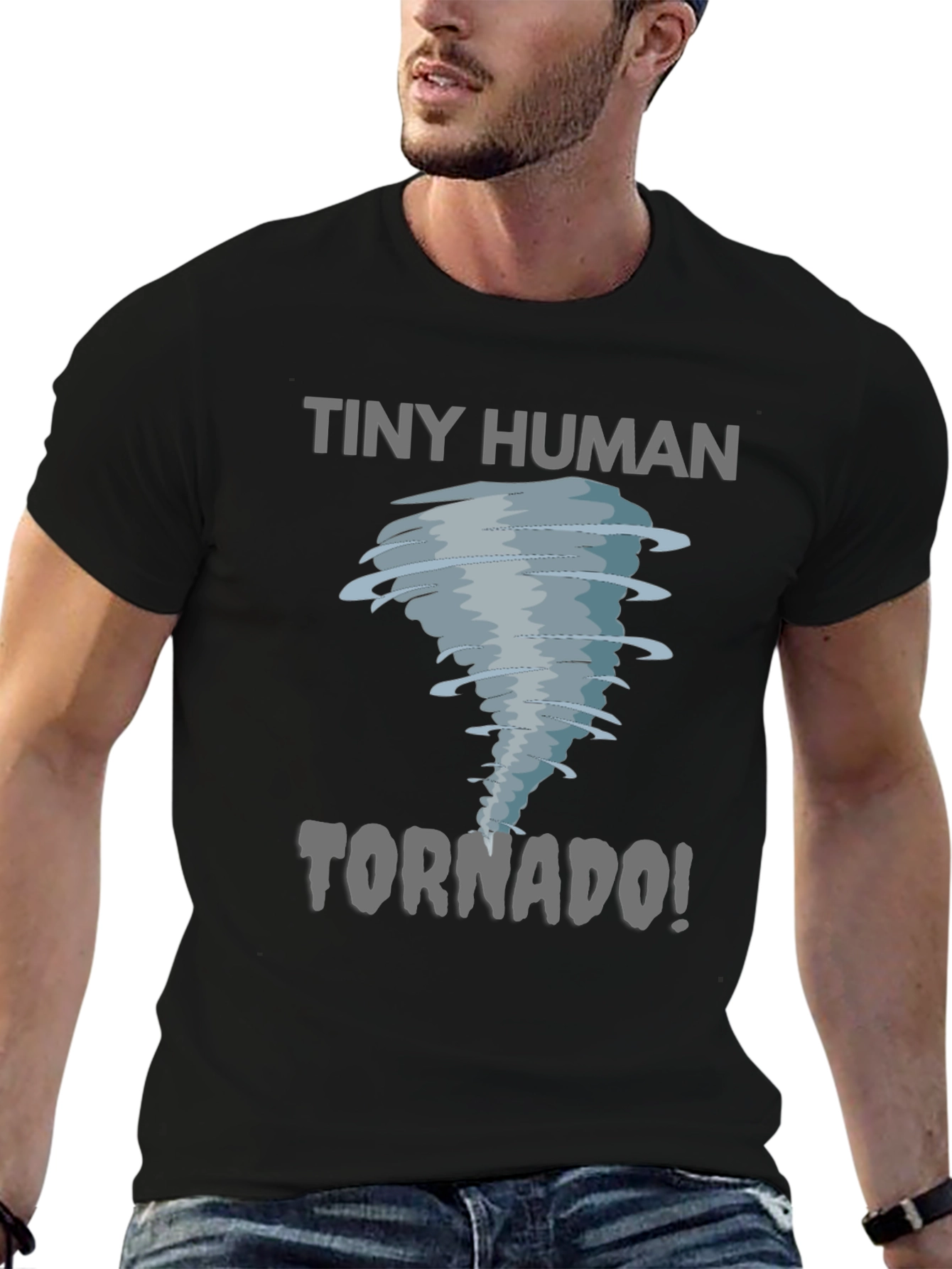 Black Tiny Human Tornado Graphic Tee view 6