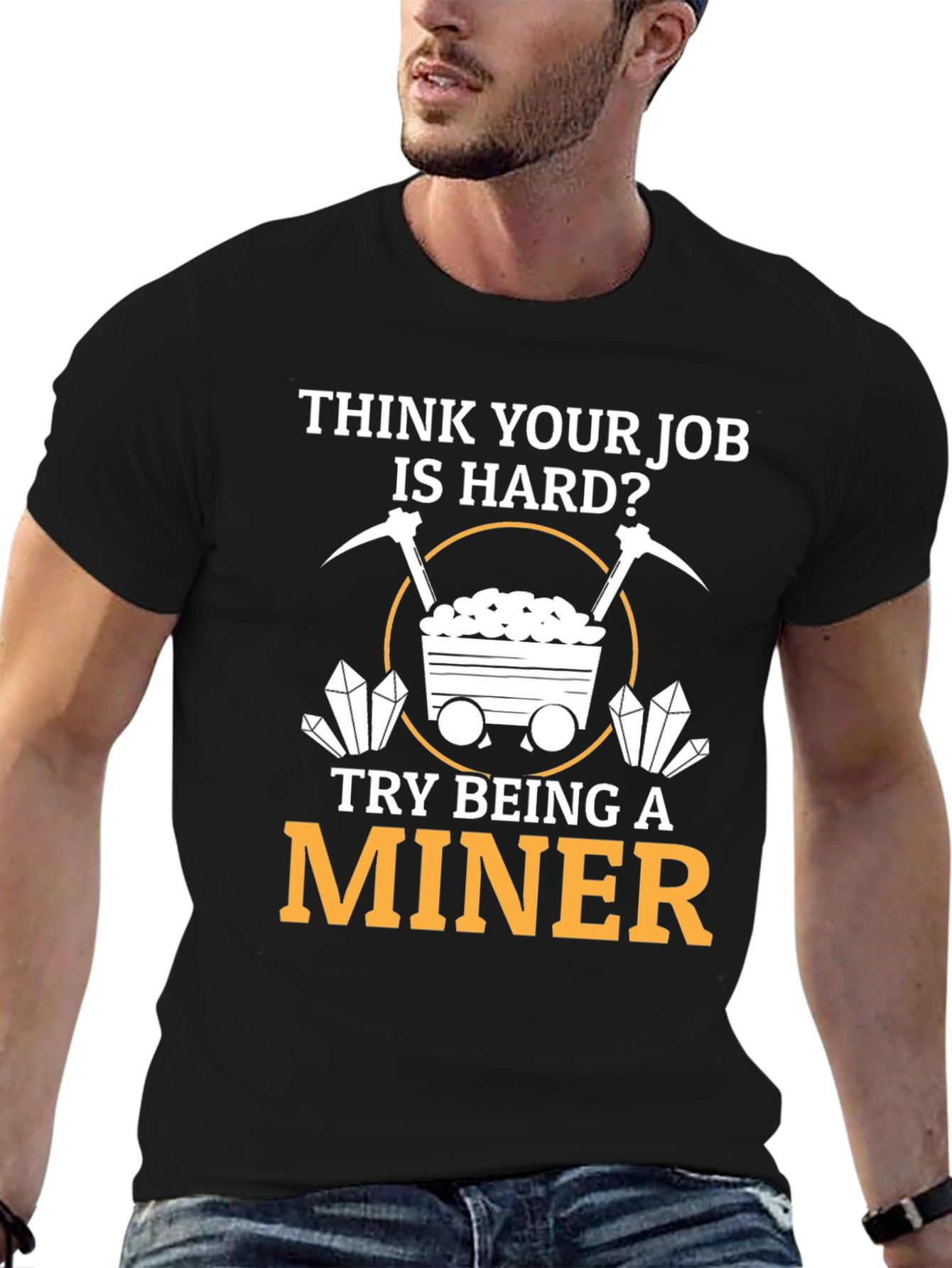 Black Miner T-Shirt - Hard Job Graphic Tee view 6