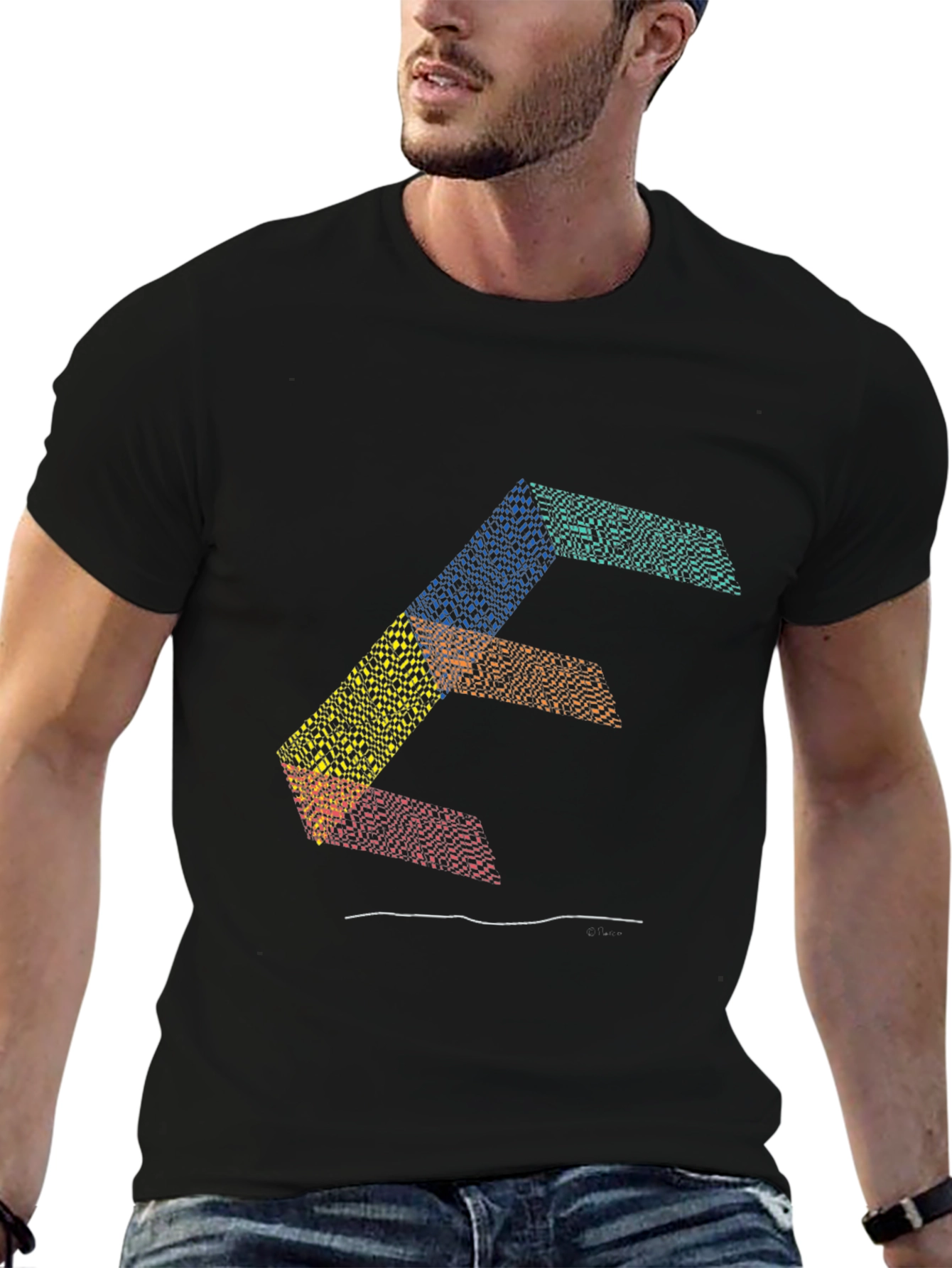 Black Abstract Letter Graphic Print Tee view 6
