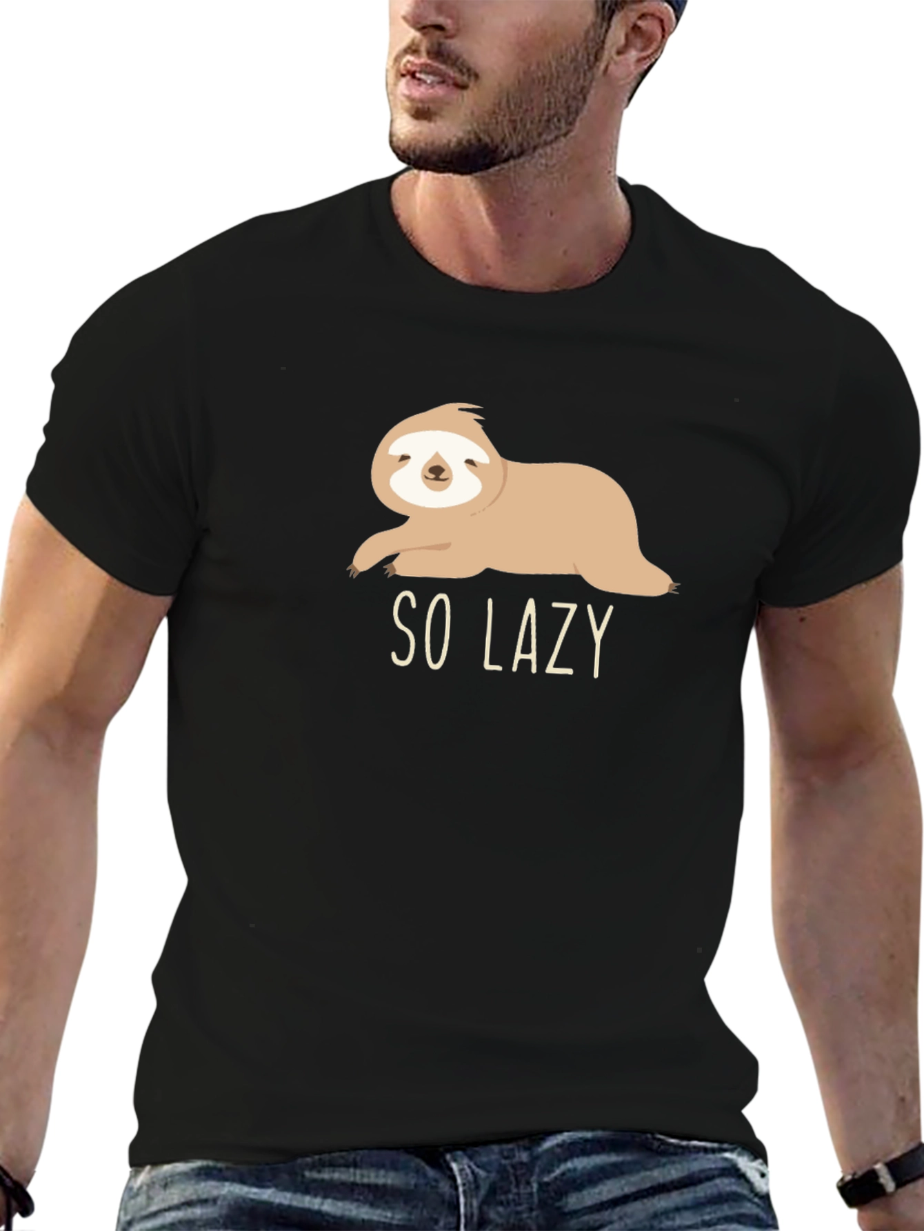 Black So Lazy Sloth Graphic Tee - Comfy Casual Style view 6