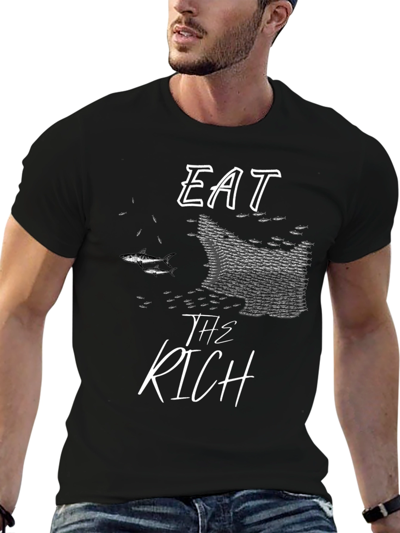 Black Eat The Rich Graphic T-Shirt - Statement Tee view 6