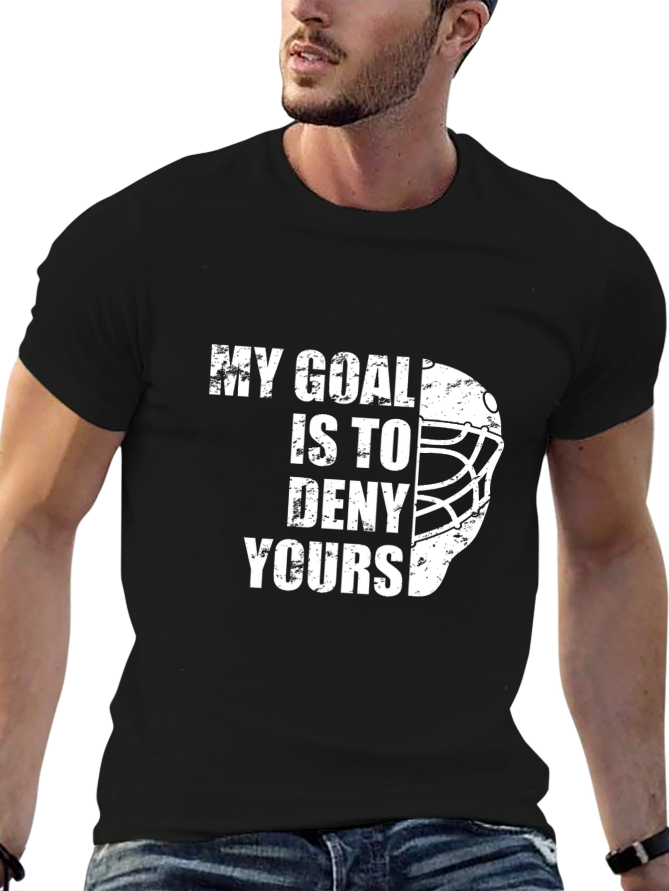 Black Goalie Graphic Tee - My Goal is to Deny Yours view 6