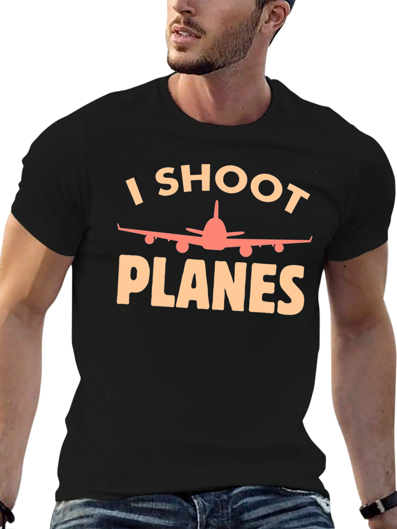 Black I Shoot Planes T-Shirt - Aviation Photography Tee view 6