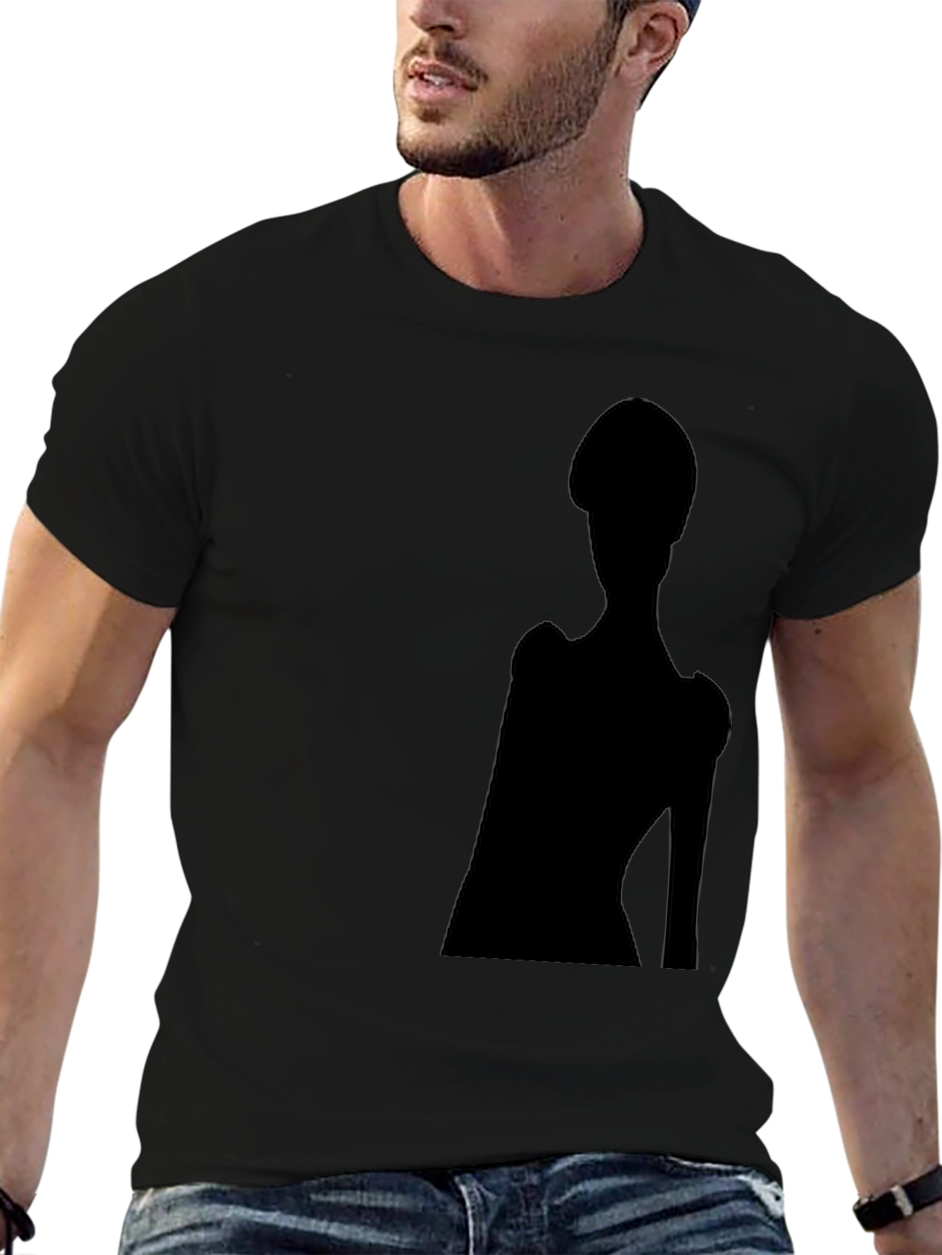 Black Silhouette Graphic Tee - Modern Minimalist Design view 6