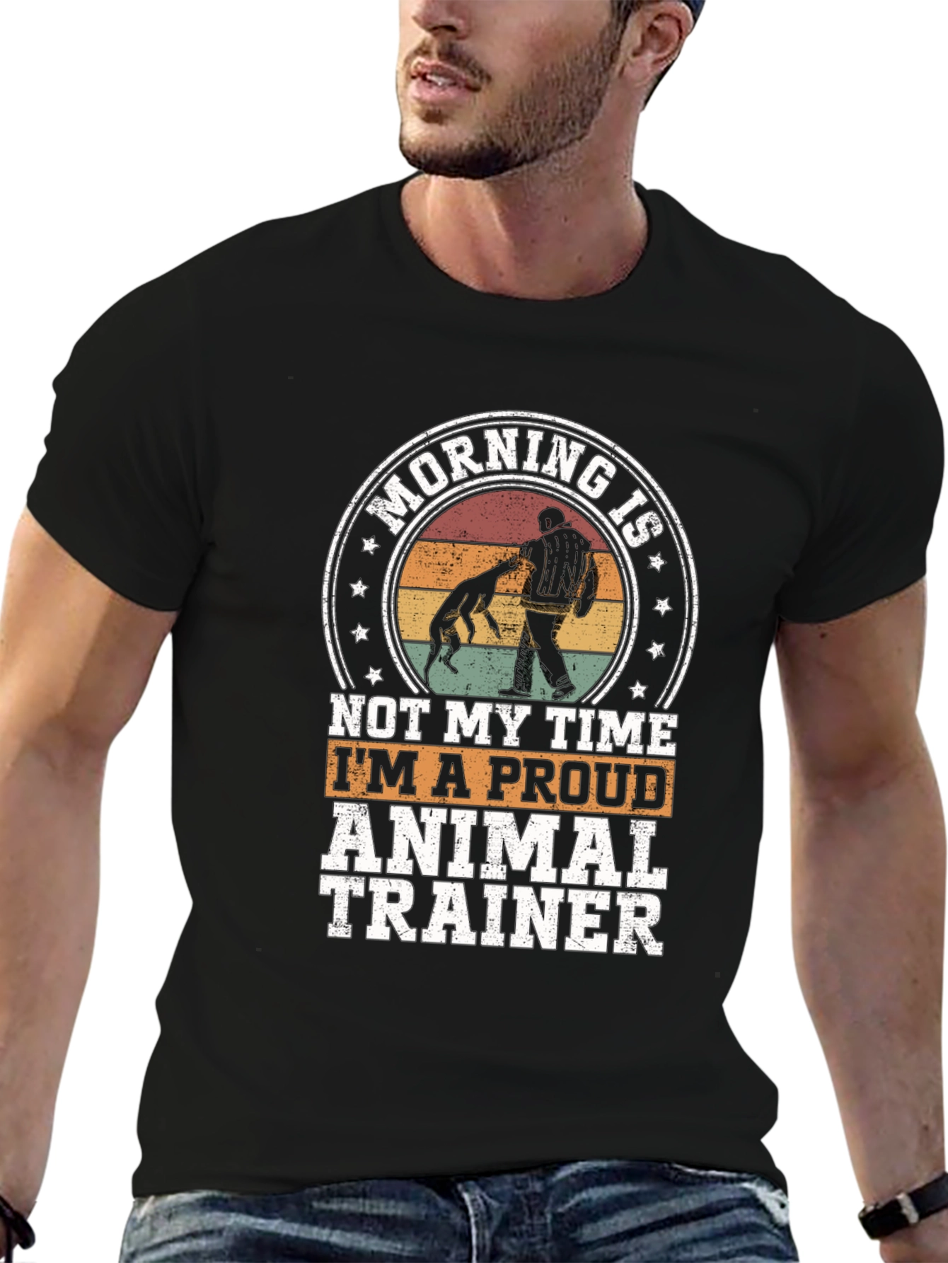Black Proud Animal Trainer Graphic T-Shirt - Dog Lover Tee view 6