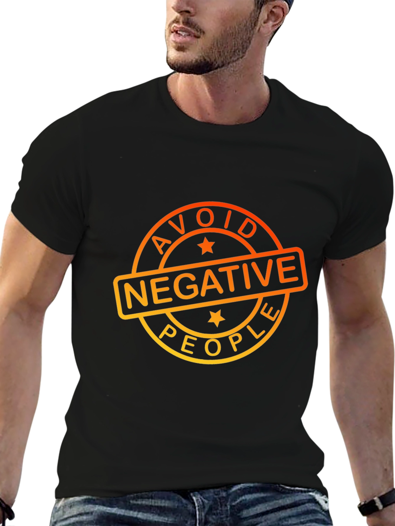 Black Avoid Negative People Graphic T-Shirt view 6