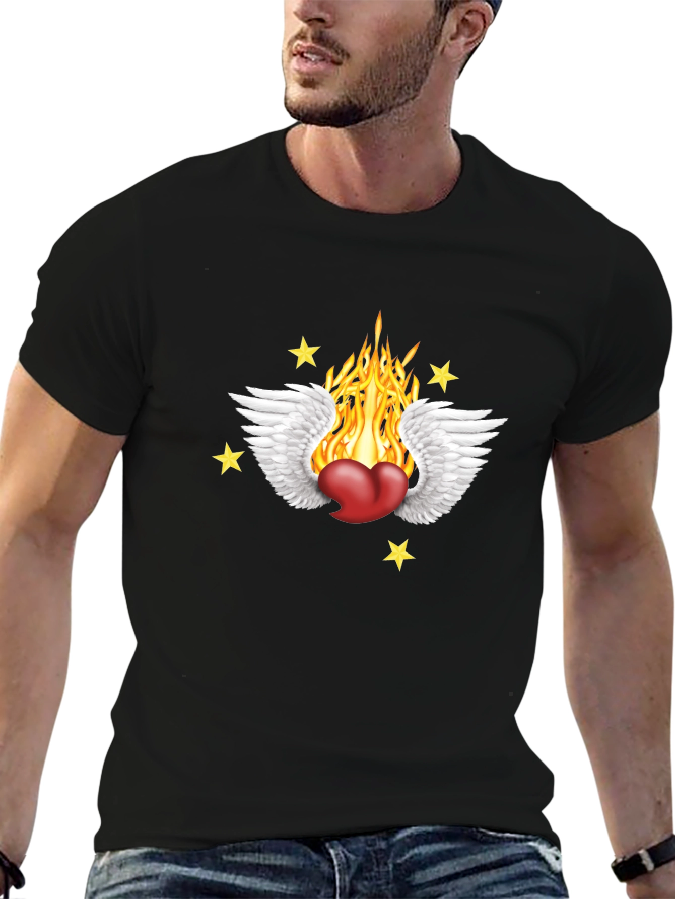 Black Heart On Fire Graphic Tee view 6