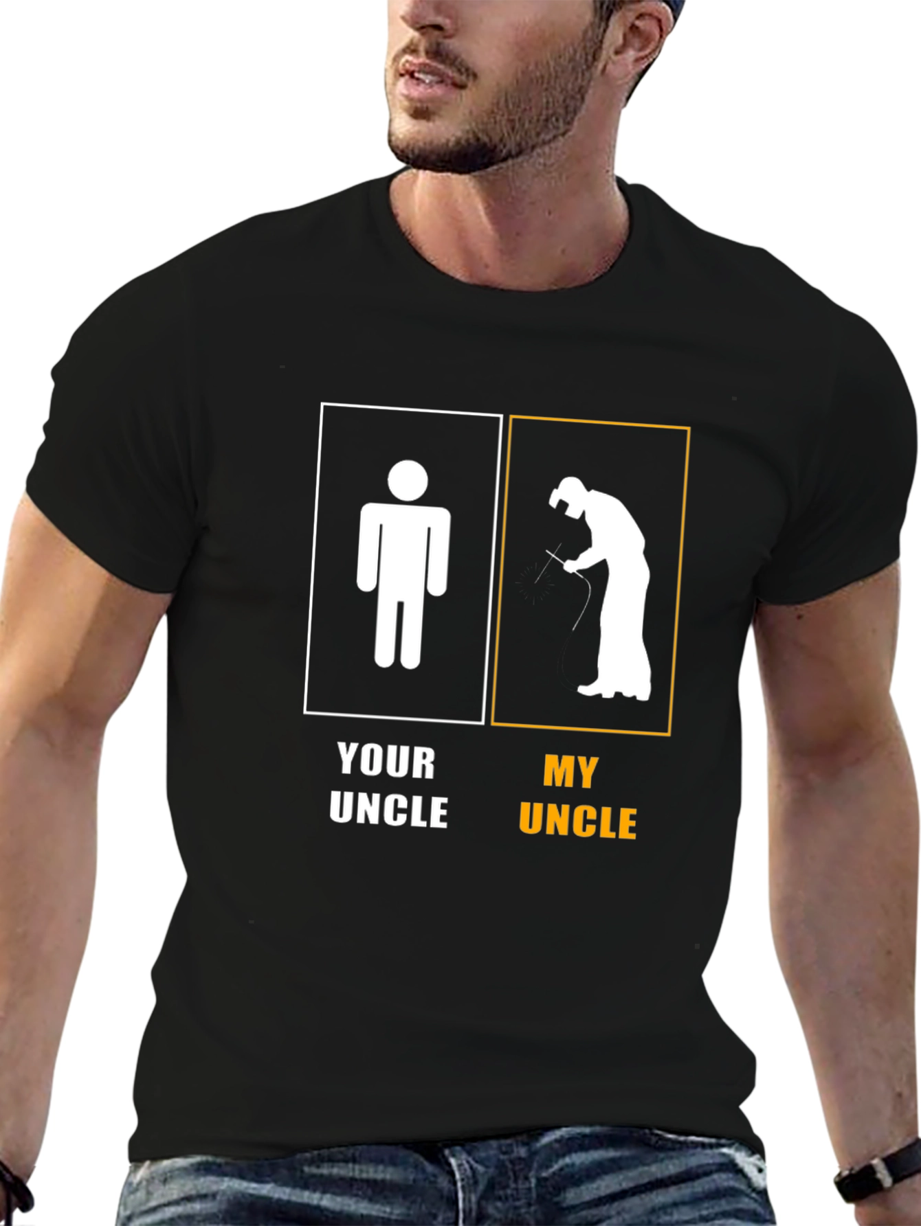 Black Humorous Uncle T-Shirt: 'Your Uncle' vs 'My Uncle' view 6