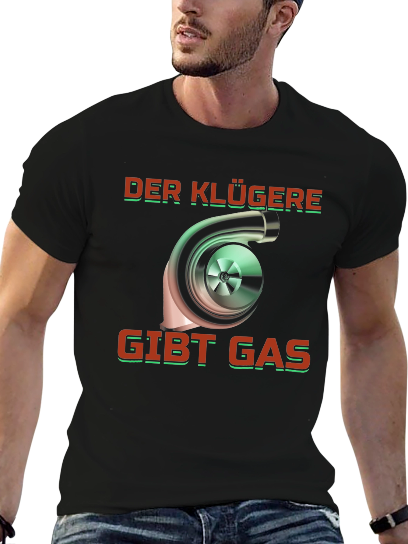 Black Der Klügere Gibt Gas Turbo T-Shirt view 6
