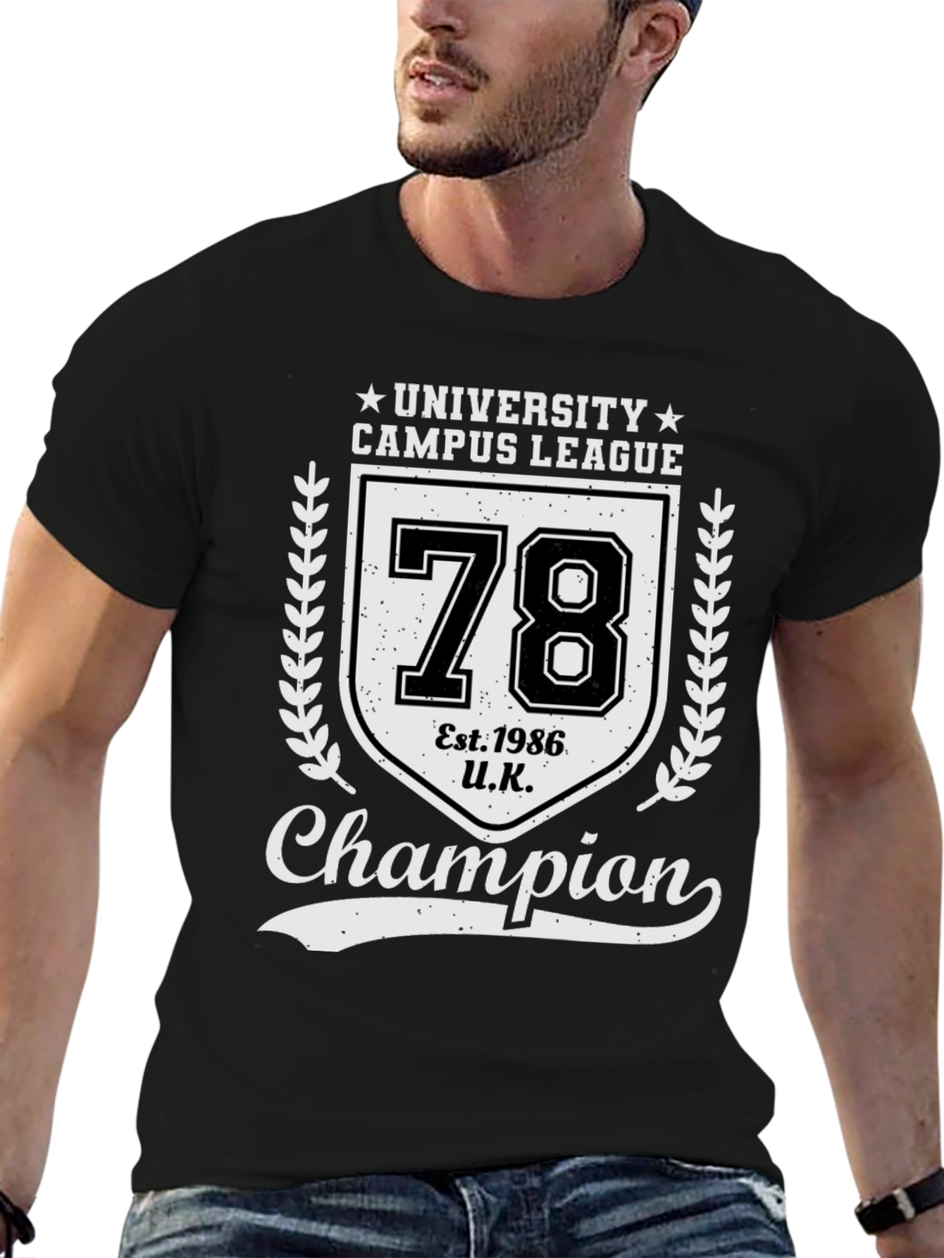 Black University Campus League Champion T-Shirt view 6