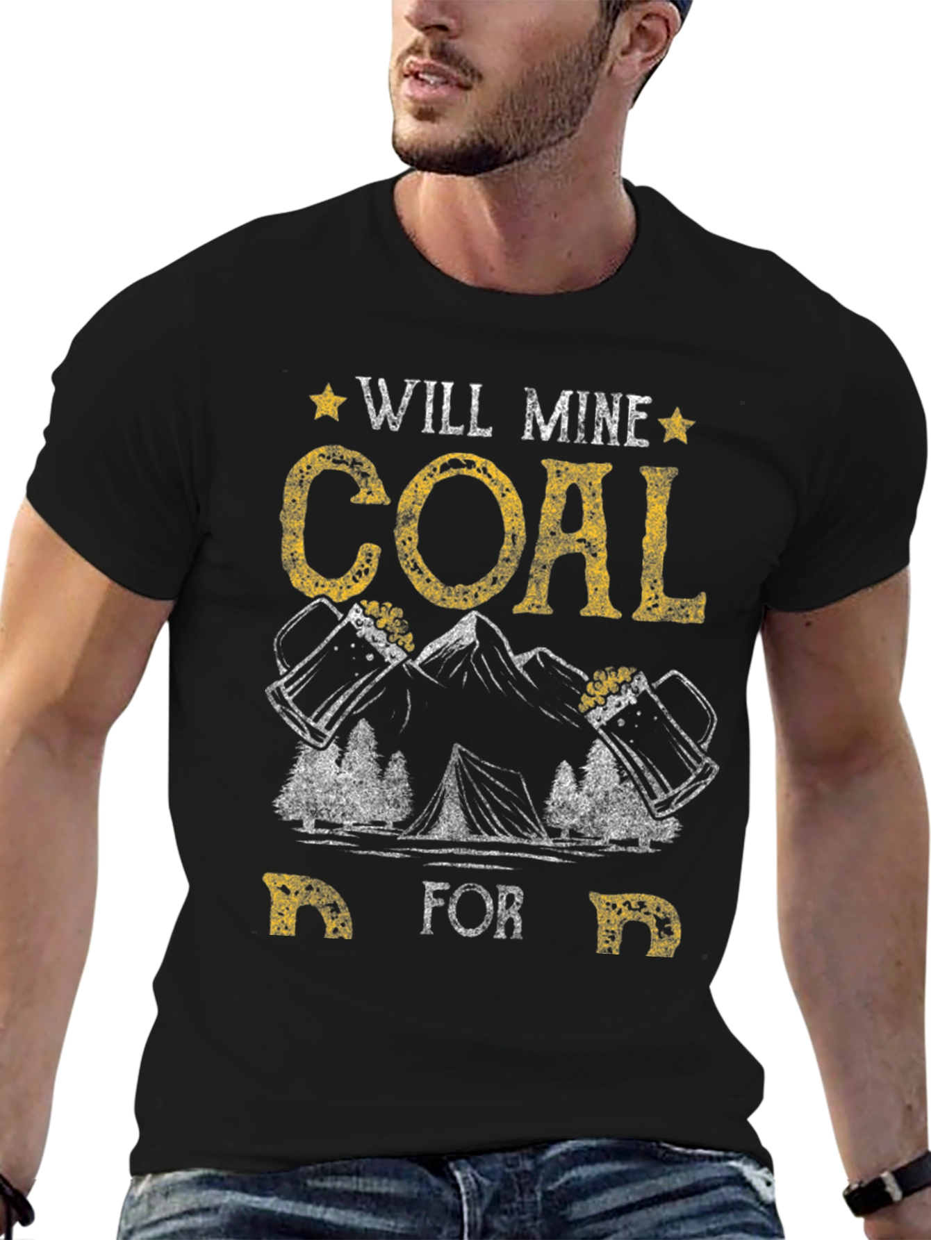 Black Will Mine Coal for Beer Funny T-Shirt view 6