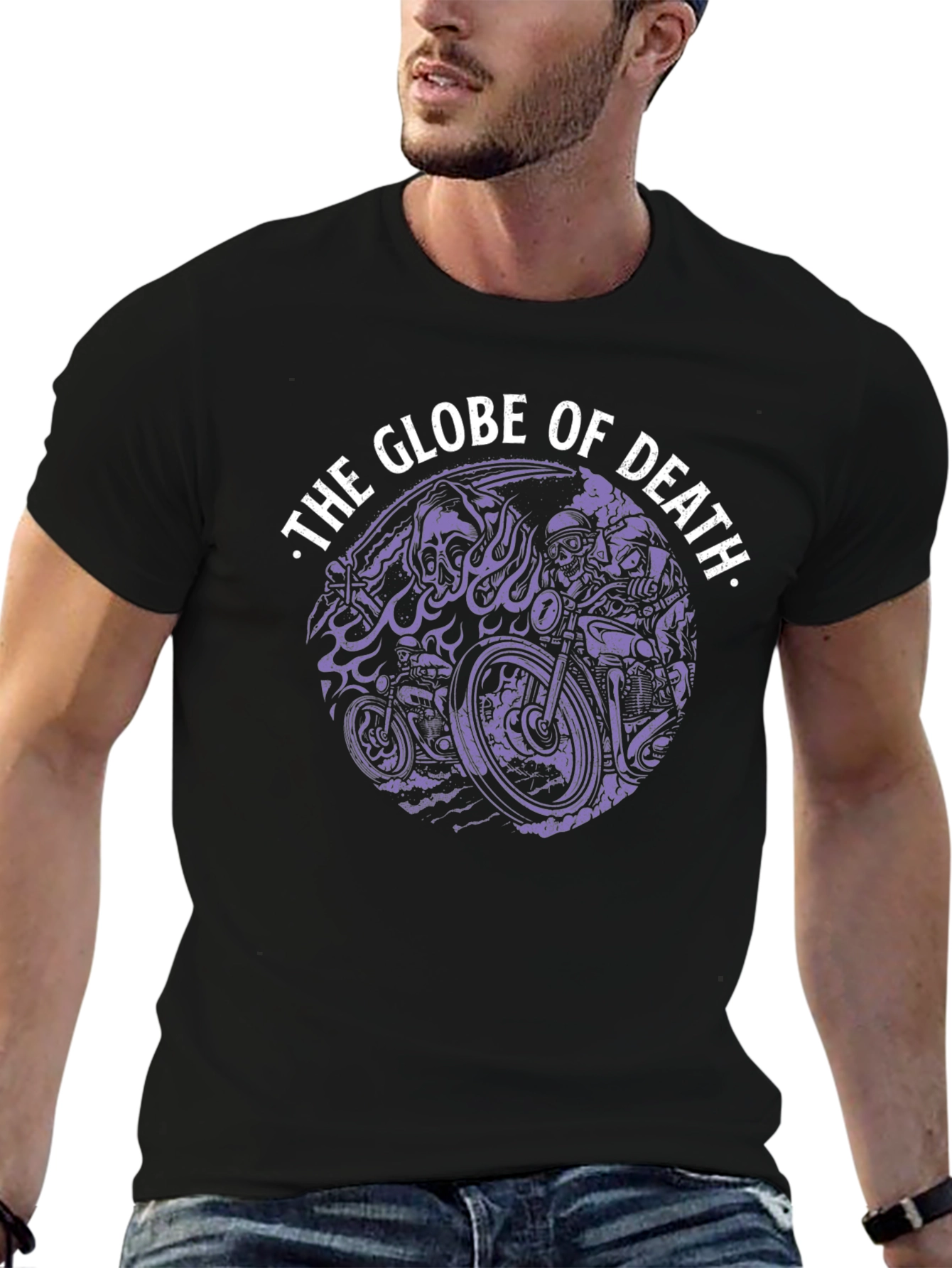 Black Globe of Death Graphic Tee - Black Cotton Blend view 6