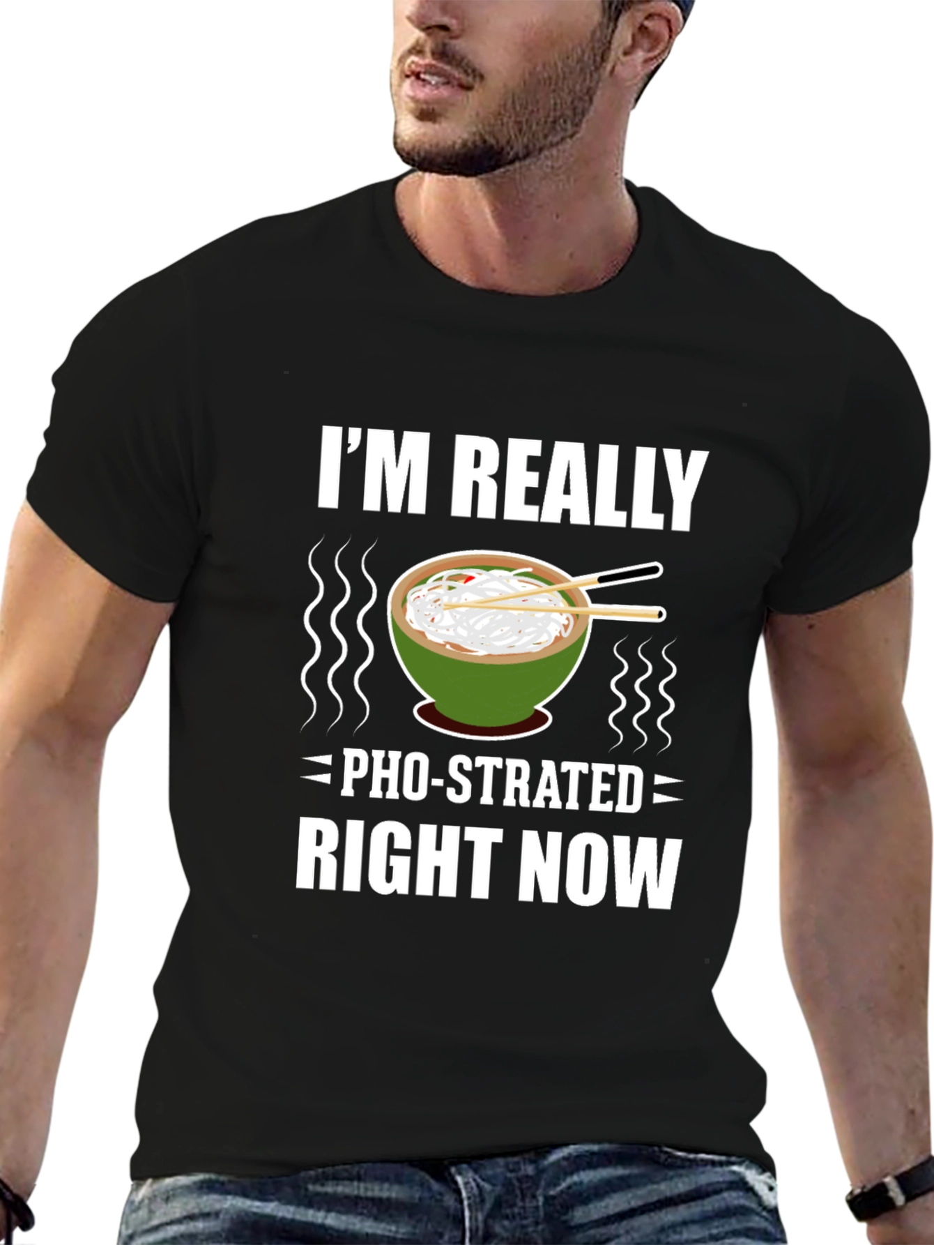 Black Pho-strated T-Shirt: Funny Noodle Soup Tee view 6