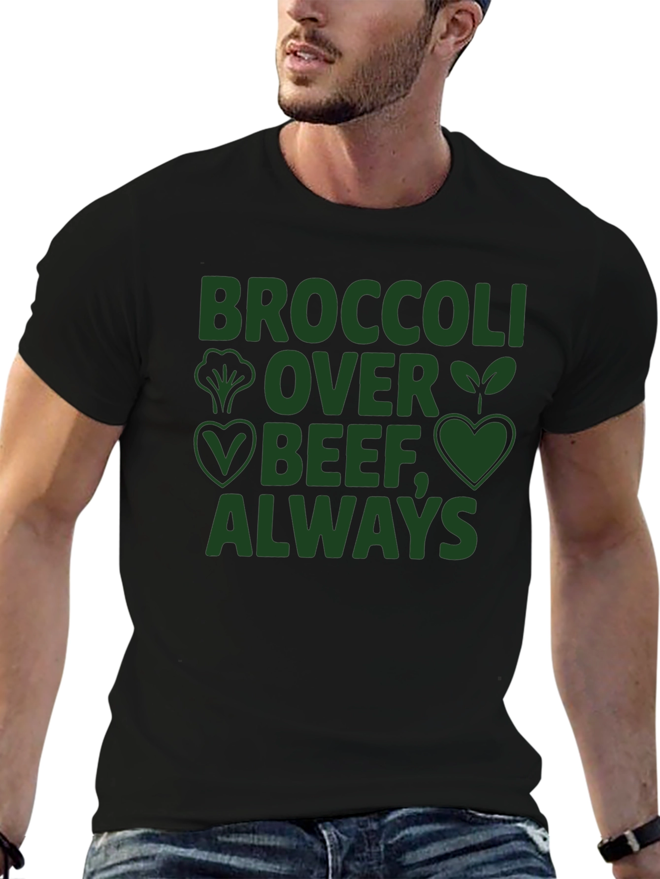 Black Vegan Broccoli Over Beef Always Graphic Tee view 6