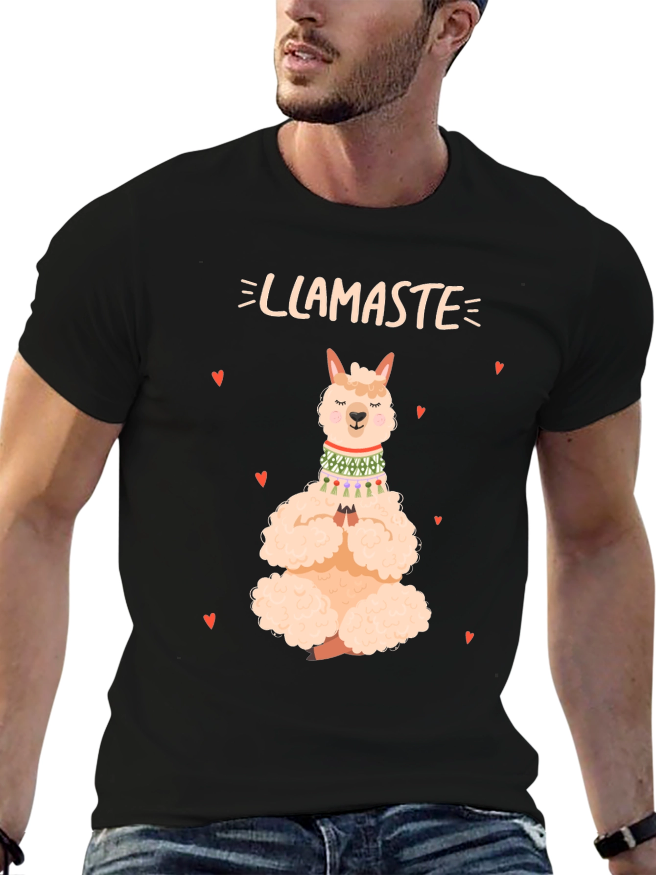 Black Llamaste Yoga T-Shirt - Funny Llama Namaste Tee view 6