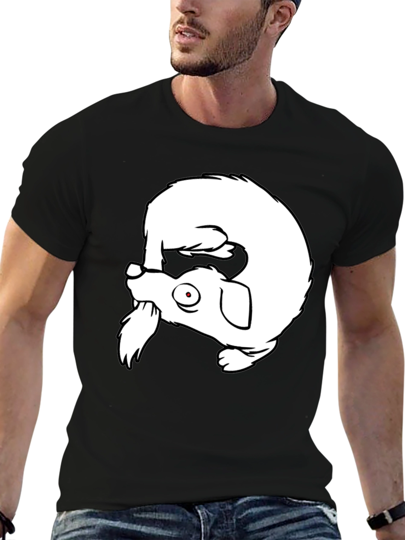 Black Upside Down Dog Graphic Tee - Funny Novelty Shirt view 6