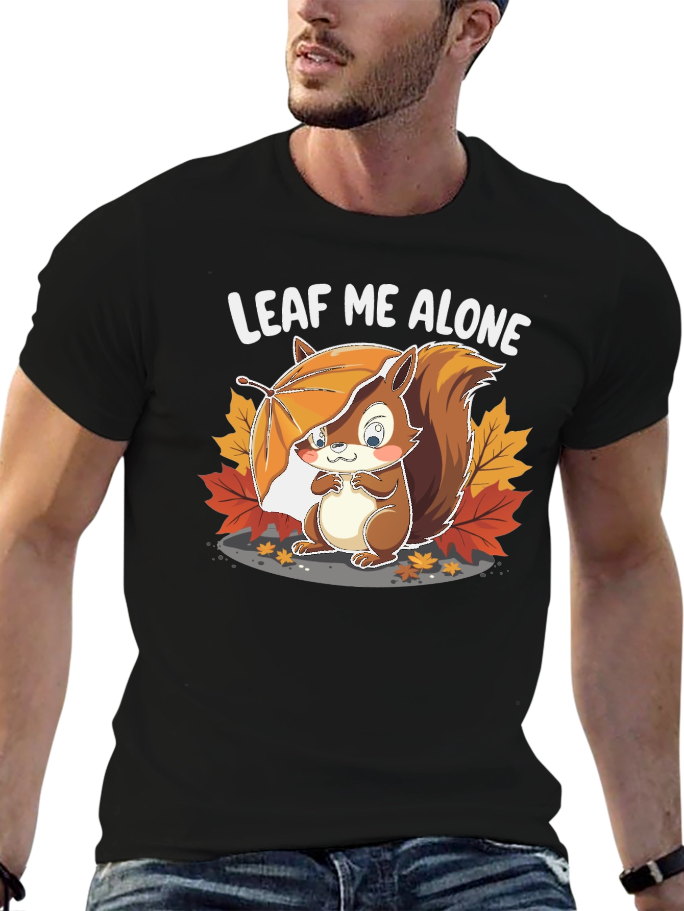 Black Leaf Me Alone Squirrel Graphic Tee - Unisex view 6