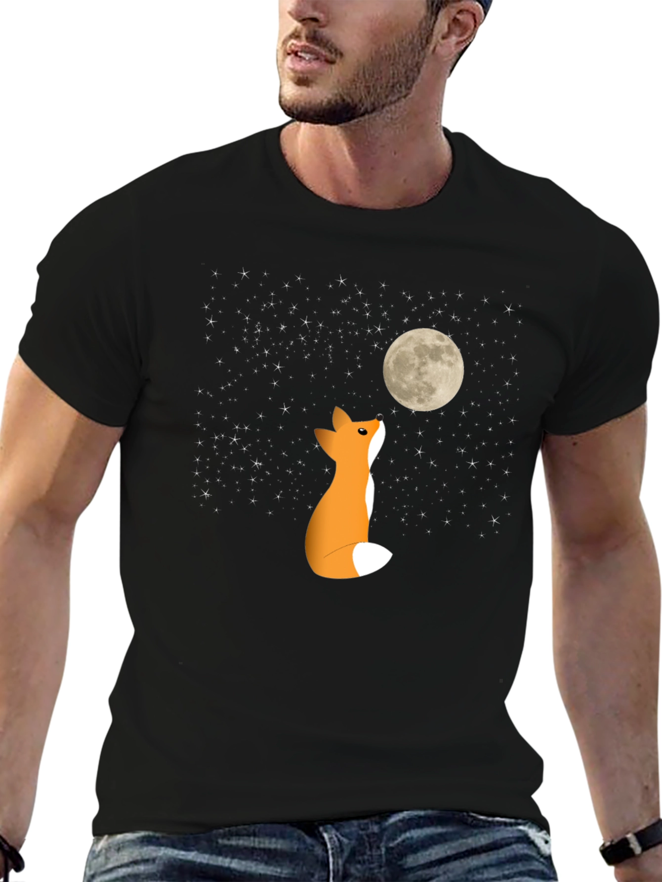Black Fox Moon Graphic Tee - Soft Cotton Blend view 6