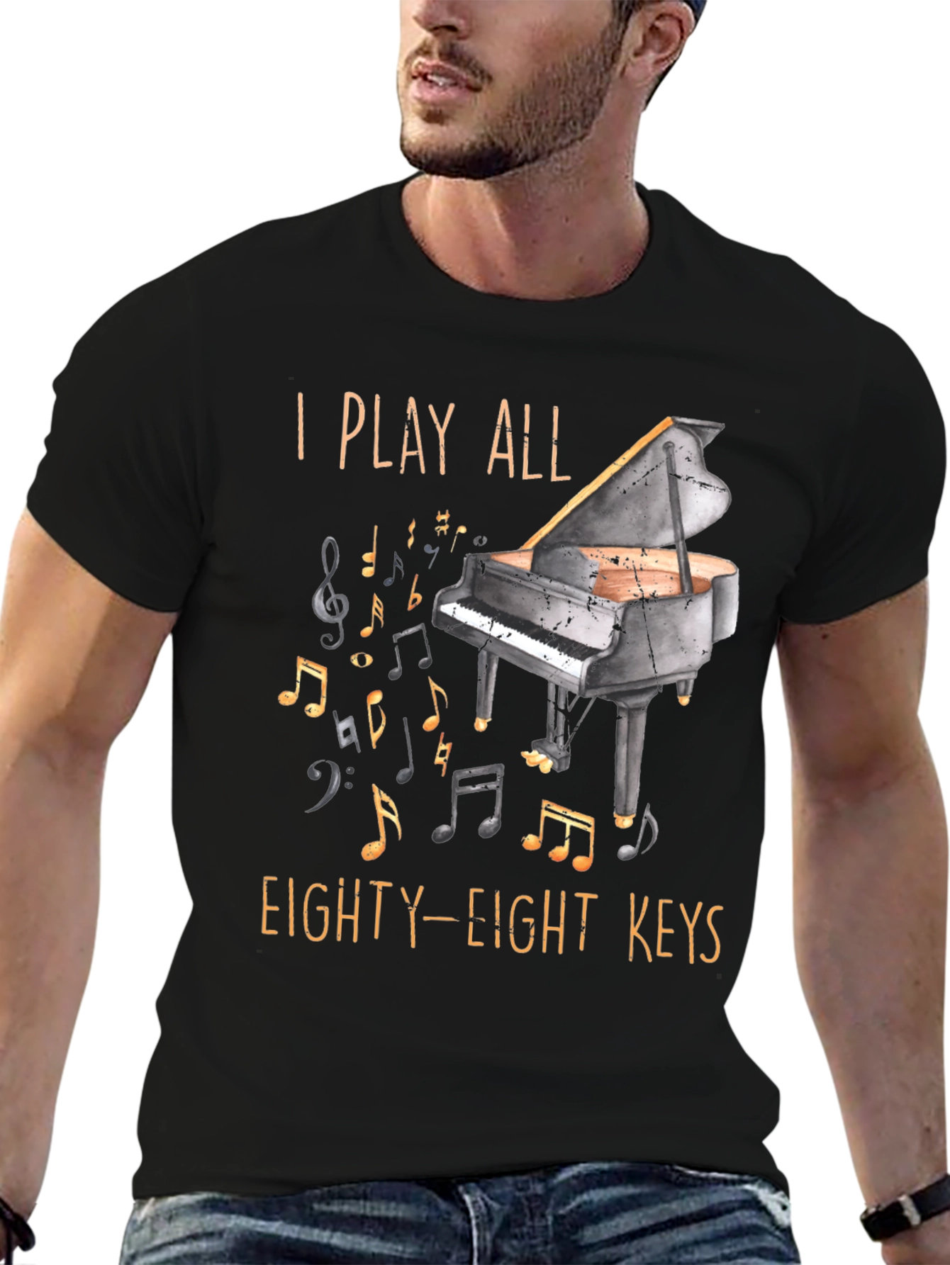 Black Piano Player Graphic T-Shirt - 88 Keys view 6