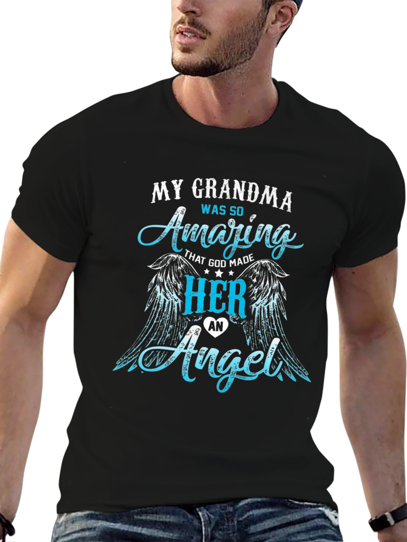 Black My Grandma Was So Amazing Angel Wings T-Shirt view 6