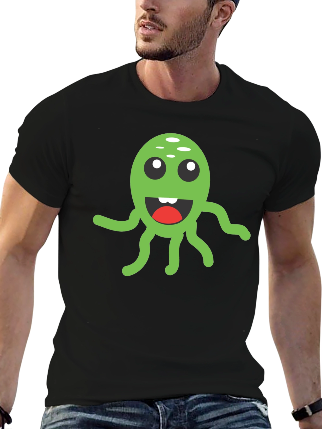 Black Green Alien Graphic Tee - Fun & Unique Design view 6
