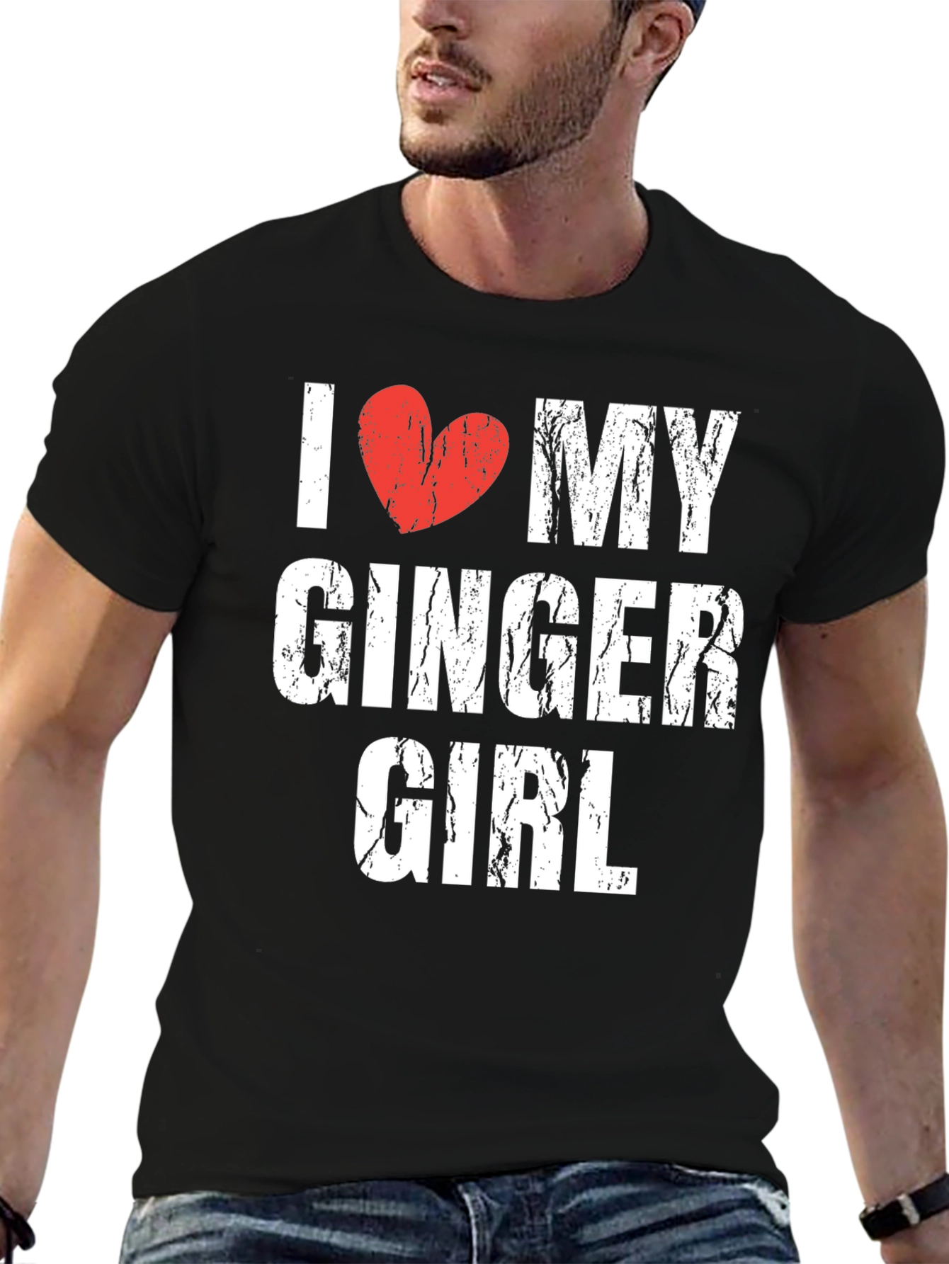 Black I Heart My Ginger Girl Tee - Distressed Graphic view 6