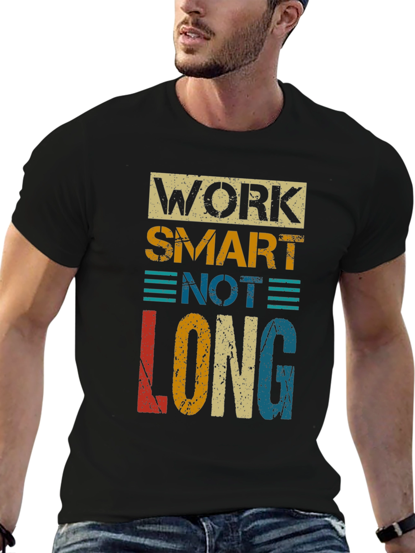 Black Work Smart Not Long Graphic Tee - Retro Style view 6