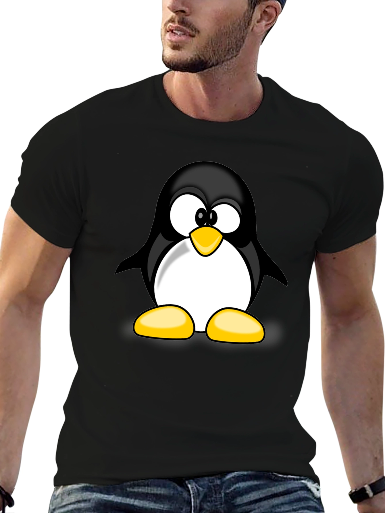 Black Penguin Graphic T-Shirt - Black Cotton Tee view 6