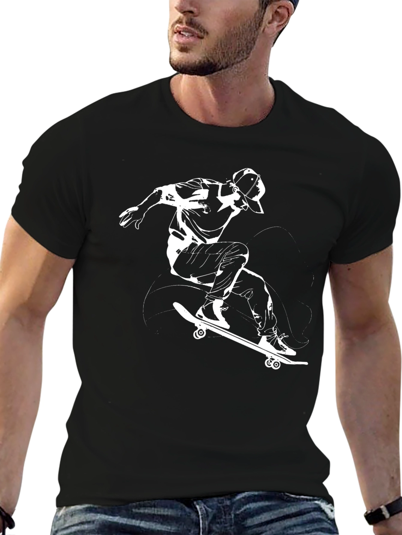 Black Skateboarding T-Shirt - Black Graphic Tee view 6