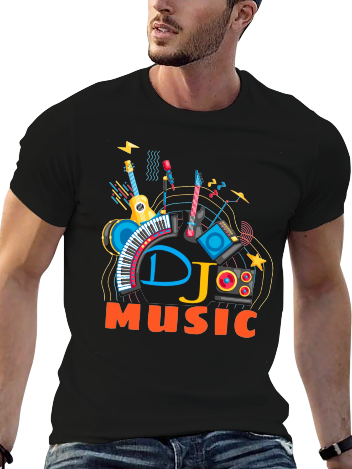 Black DJ Music Graphic T-Shirt view 6