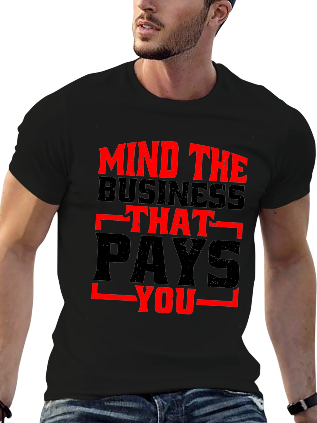 Black Mind the Business Graphic Tee - Bold Black Shirt view 6