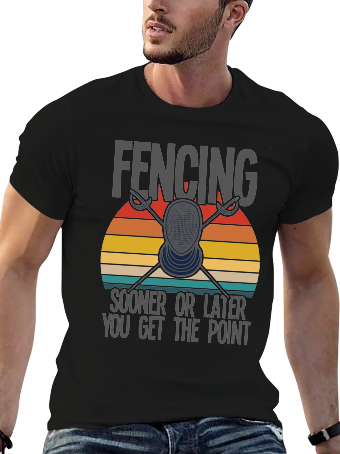 Black Fencing T-Shirt: Sooner or Later You Get the Point view 6