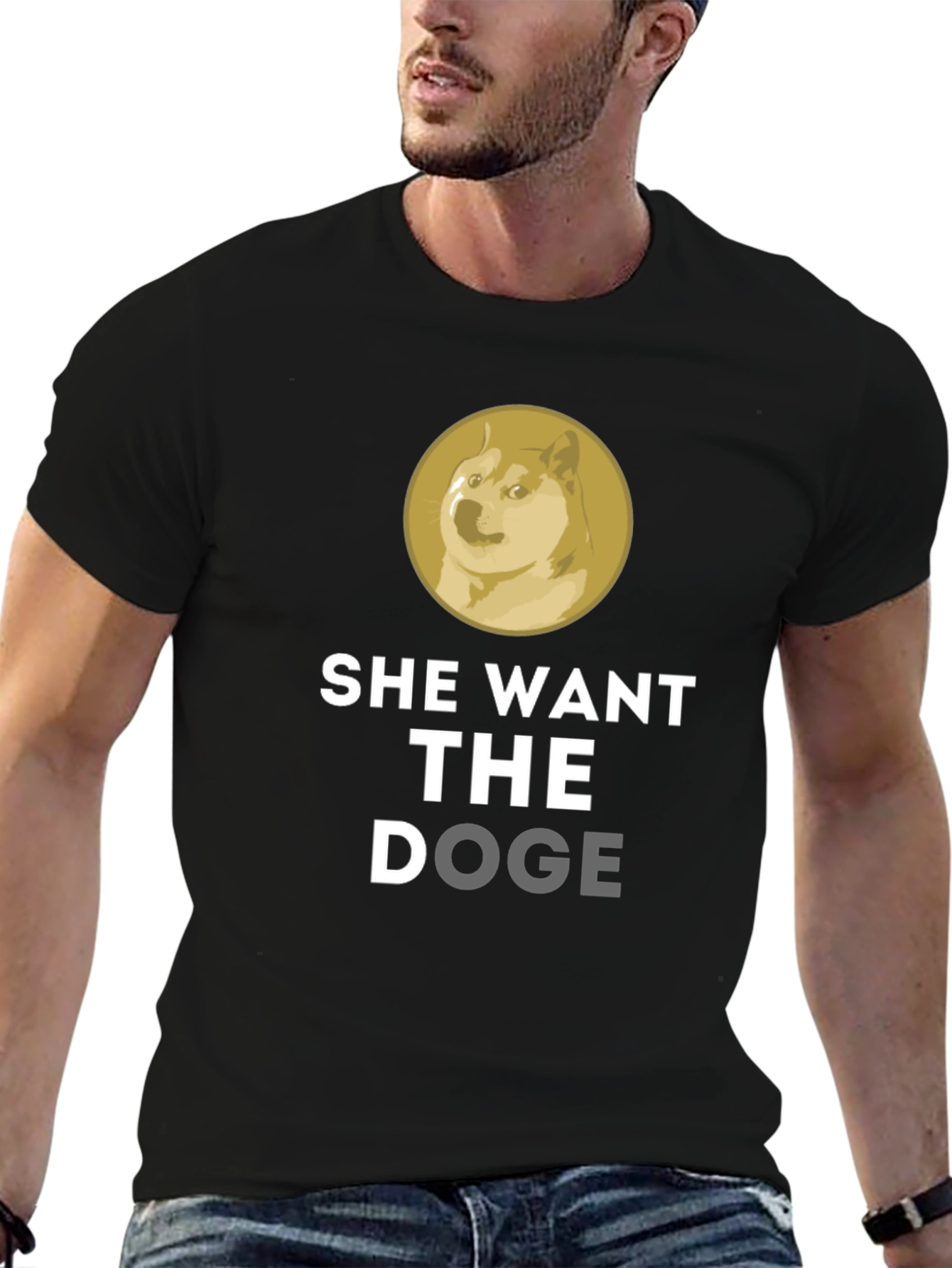 Black She Want The Doge Funny Meme T-Shirt view 6