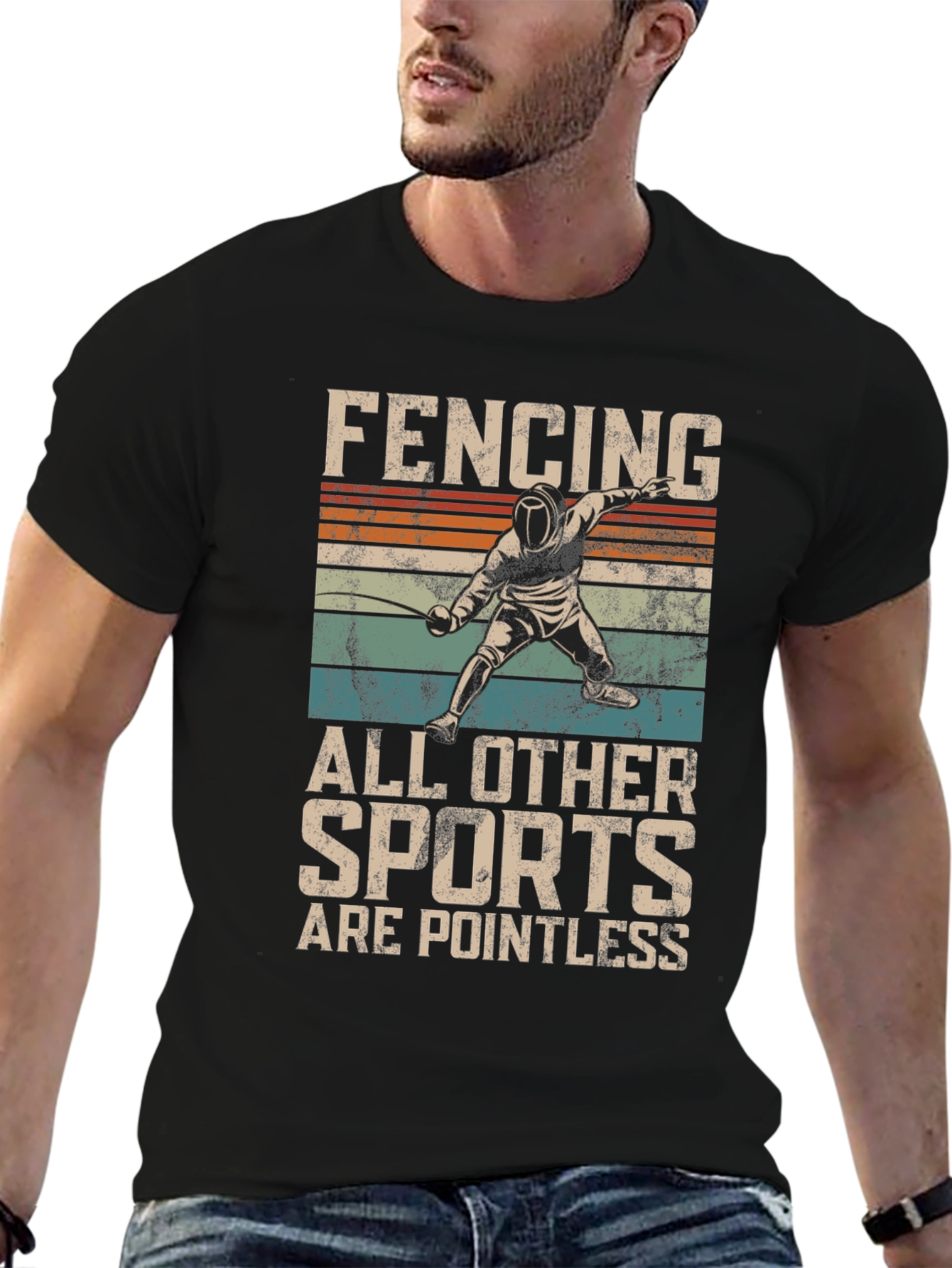 Black Fencing T-Shirt - All Other Sports Are Pointless view 6