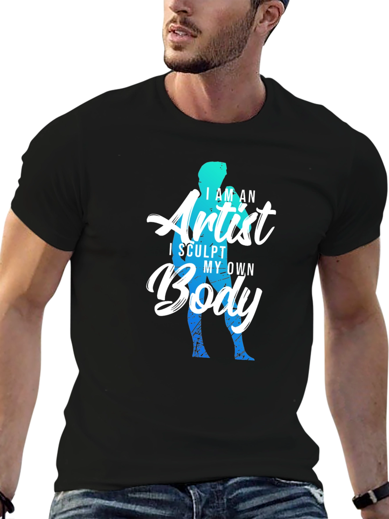 Black Artist Body Sculpt T-Shirt - Gym Motivation Tee view 6
