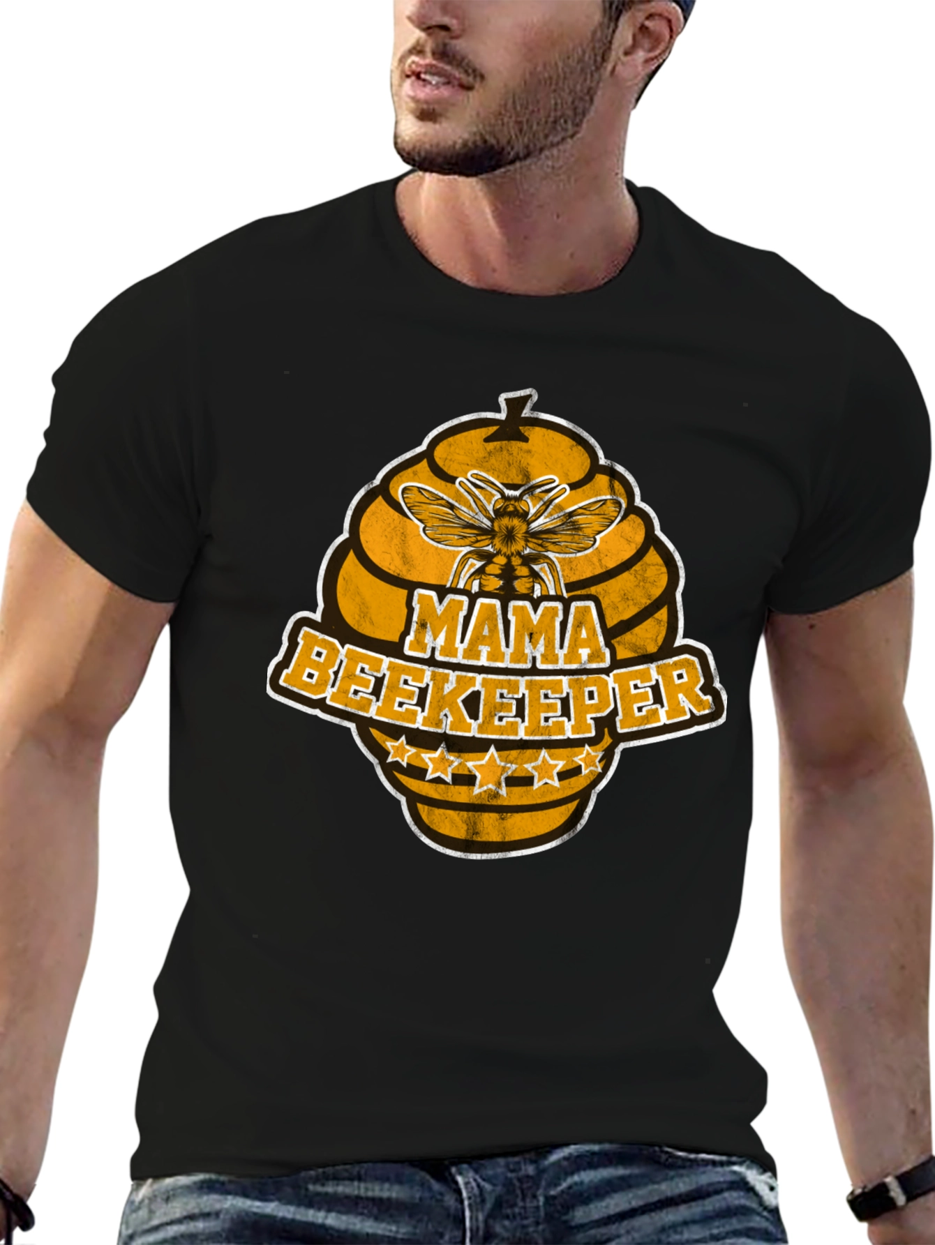 Black Mama Beekeeper Graphic T-Shirt view 6