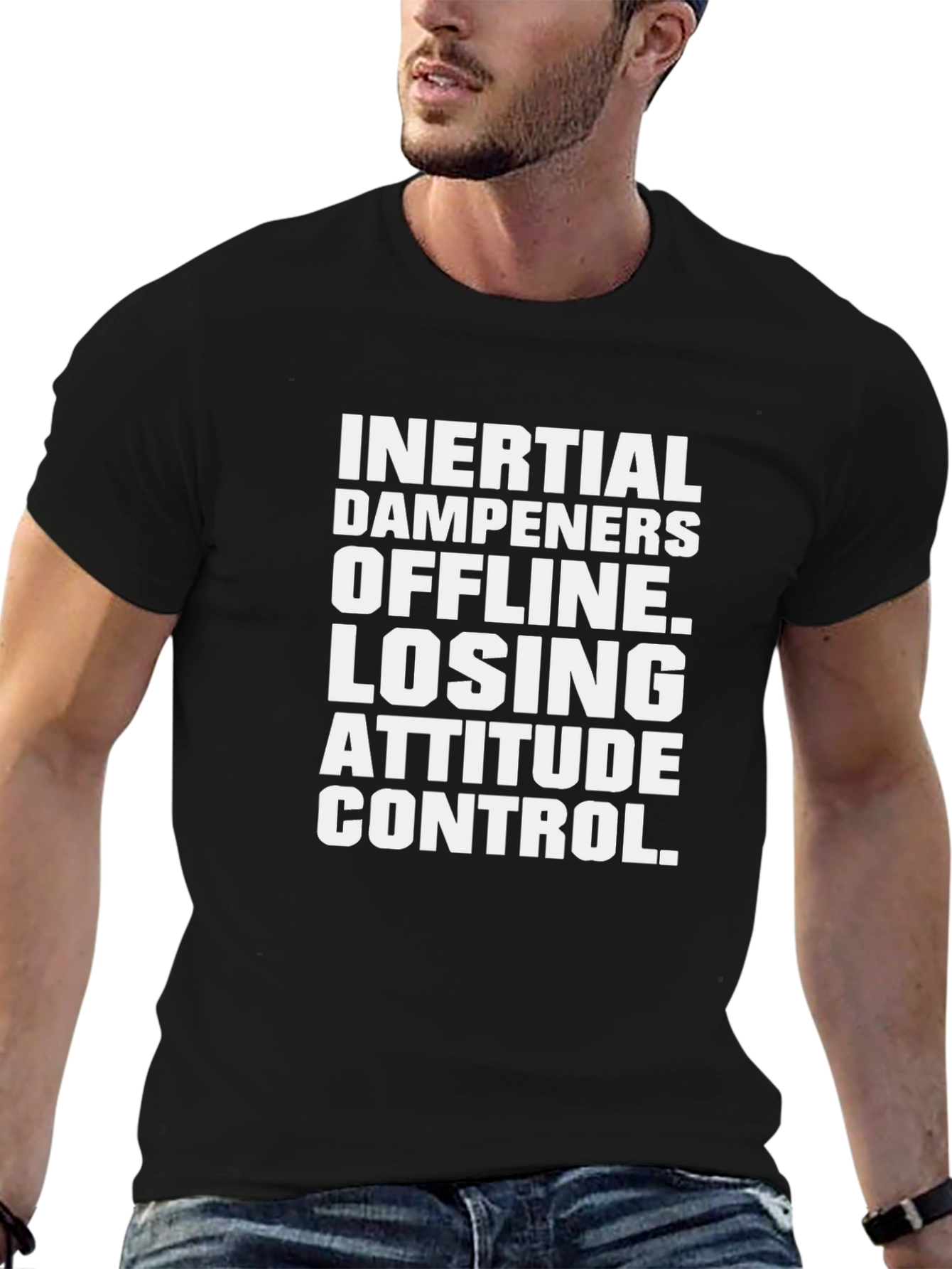 Black Inertial Dampeners Offline T-Shirt - Attitude Control view 6