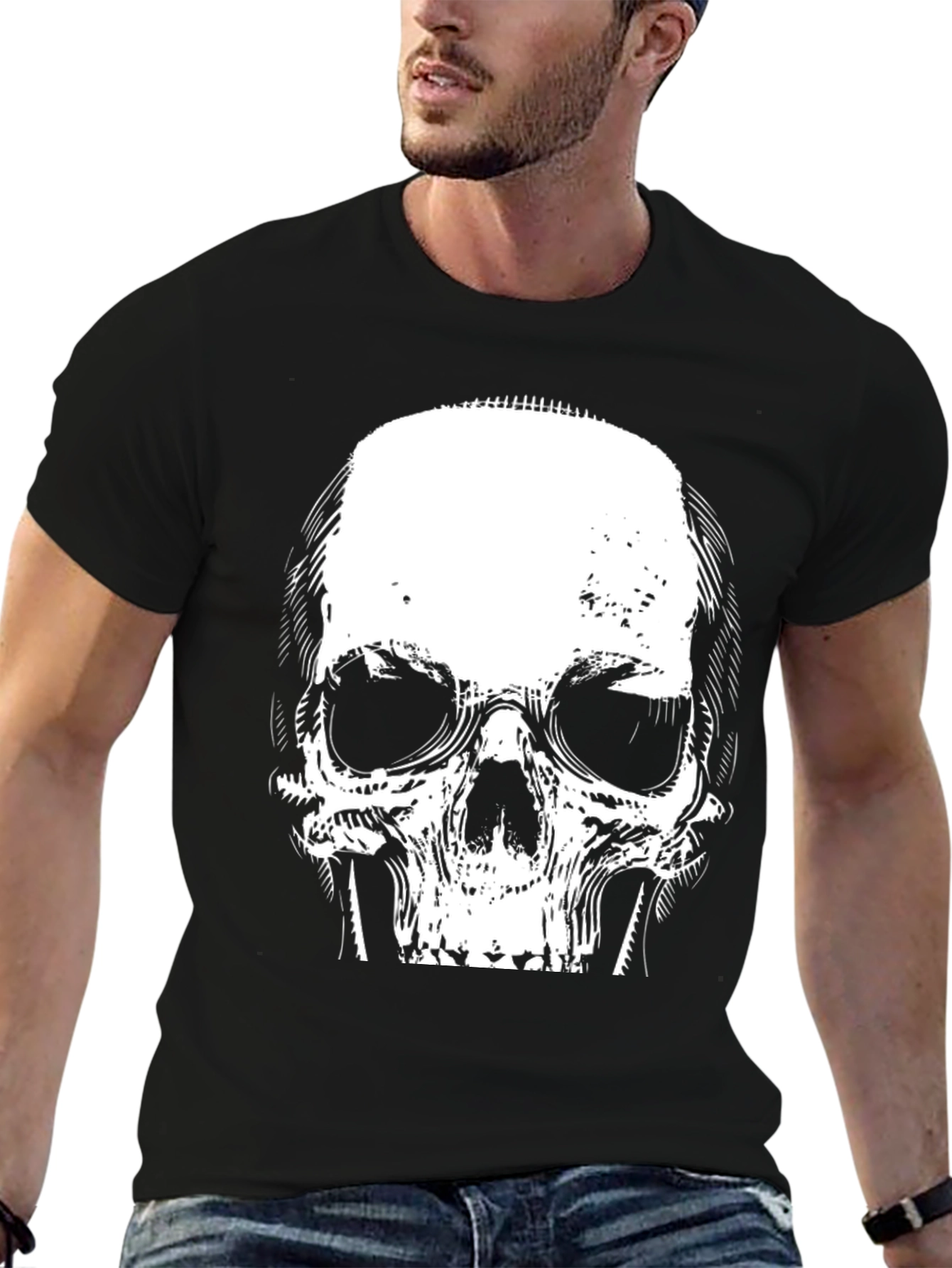 Black Skull Graphic Black T-Shirt view 6