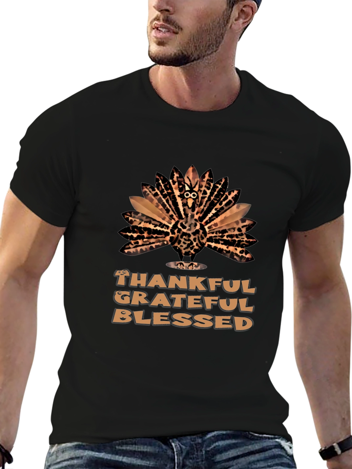 Black Thankful Turkey Graphic Tee view 6