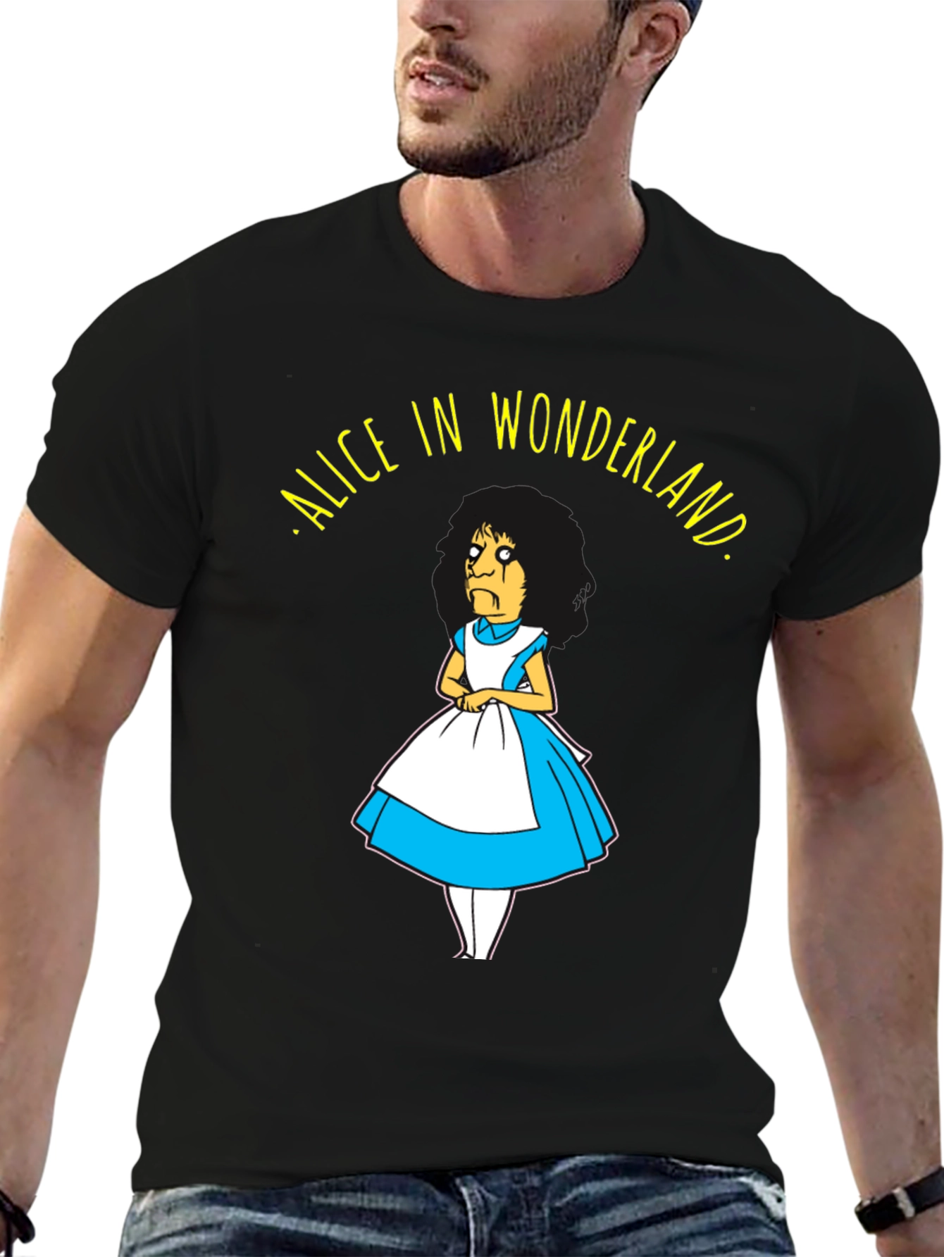Black Bob's Burgers Alice in Wonderland T-Shirt view 6