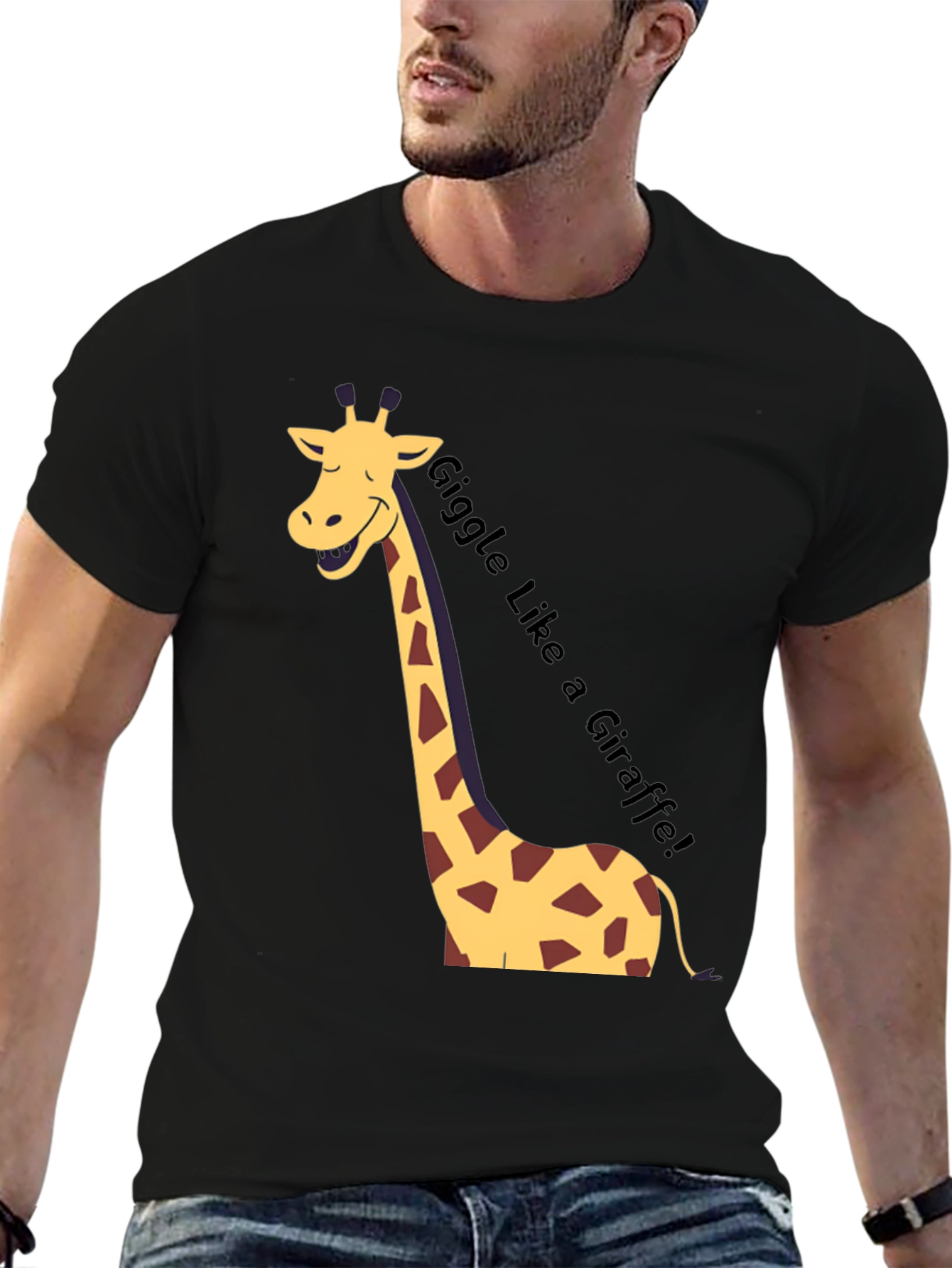 Black Giggle Like a Giraffe Black T-Shirt view 6