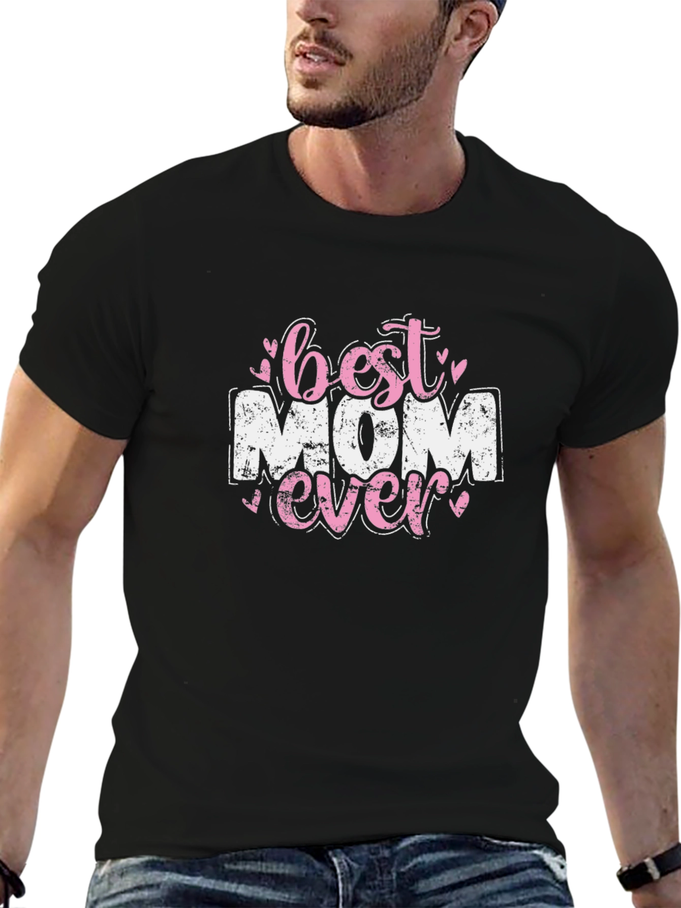 Black Best Mom Ever Graphic Tee - Black Cotton T-Shirt view 6