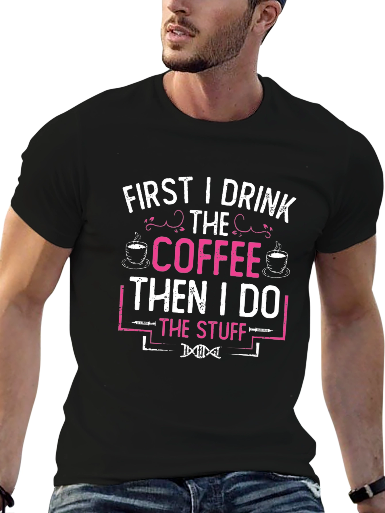 Black First Coffee Then Stuff Graphic Tee view 6