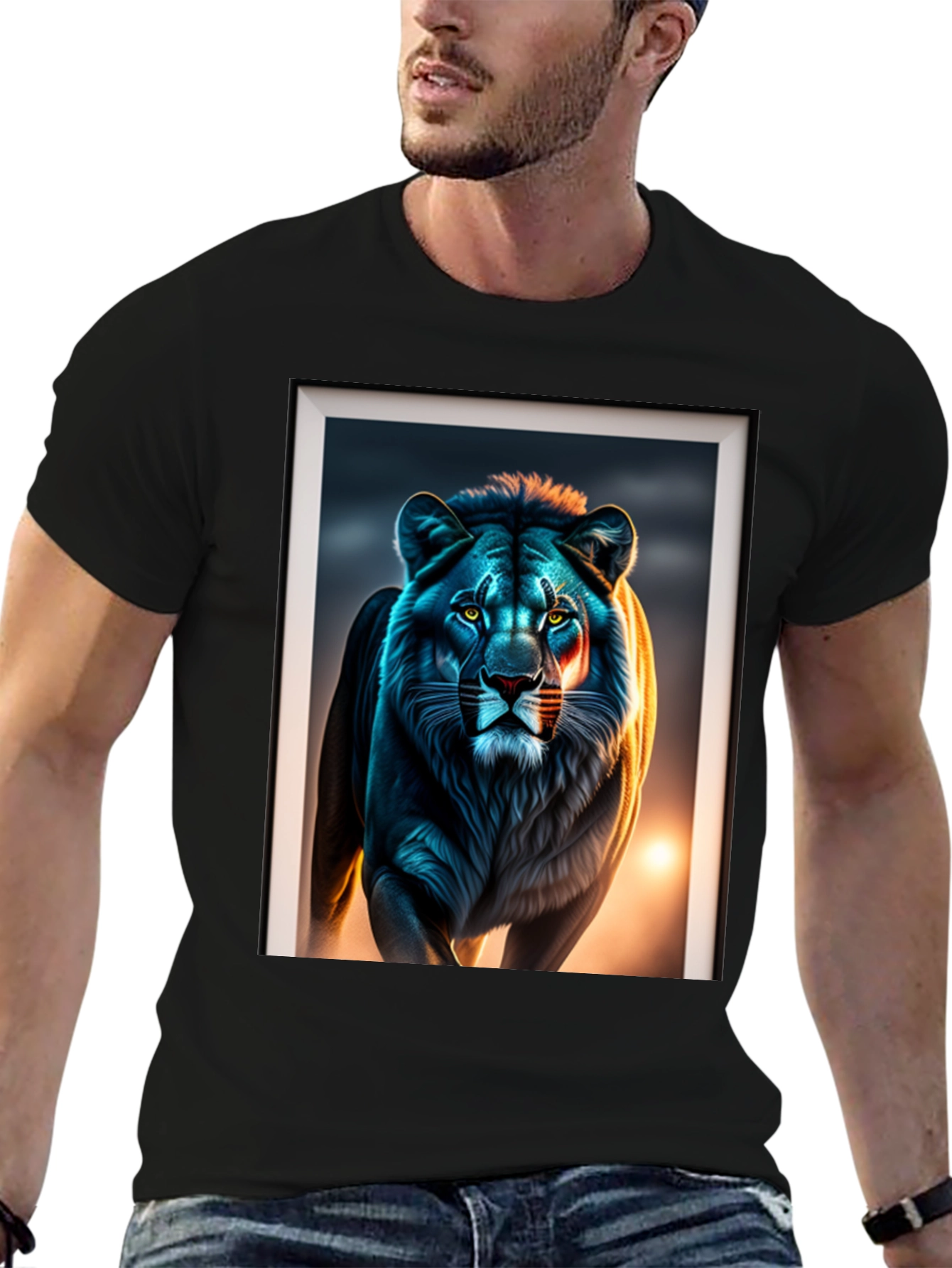 Black Lion Graphic Tee - Bold Animal Print view 6