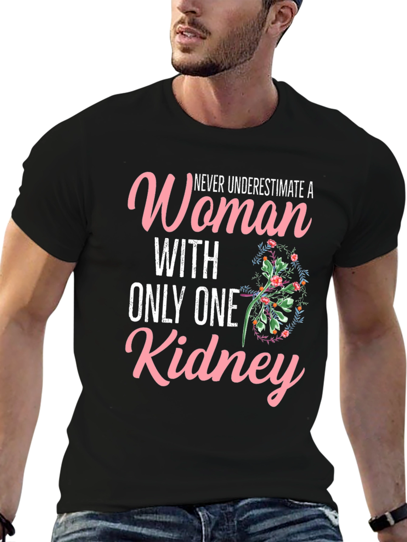 Black Never Underestimate One Kidney Woman T-Shirt view 6