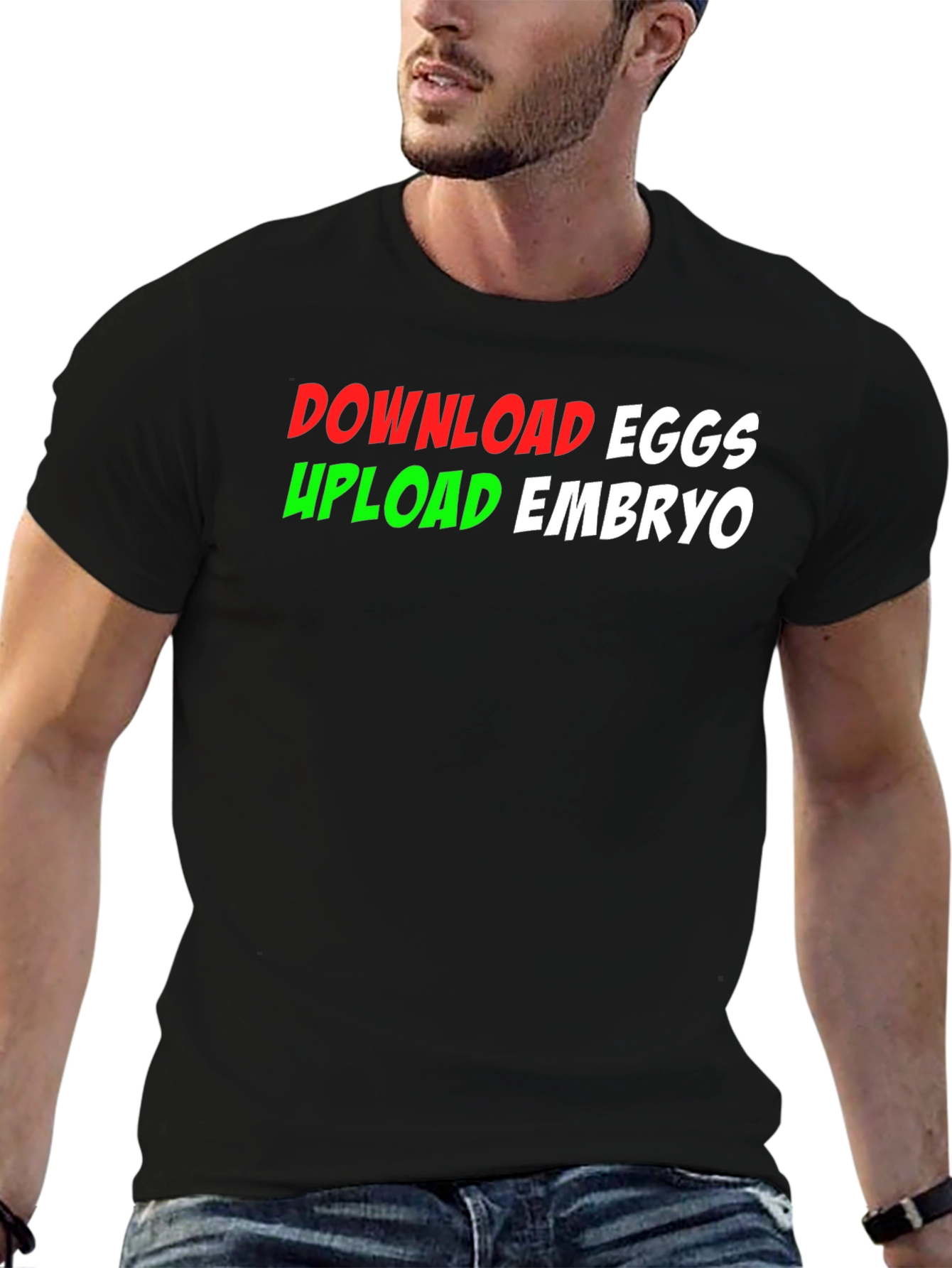 Black Download Eggs Upload Embryo Graphic Tee view 6