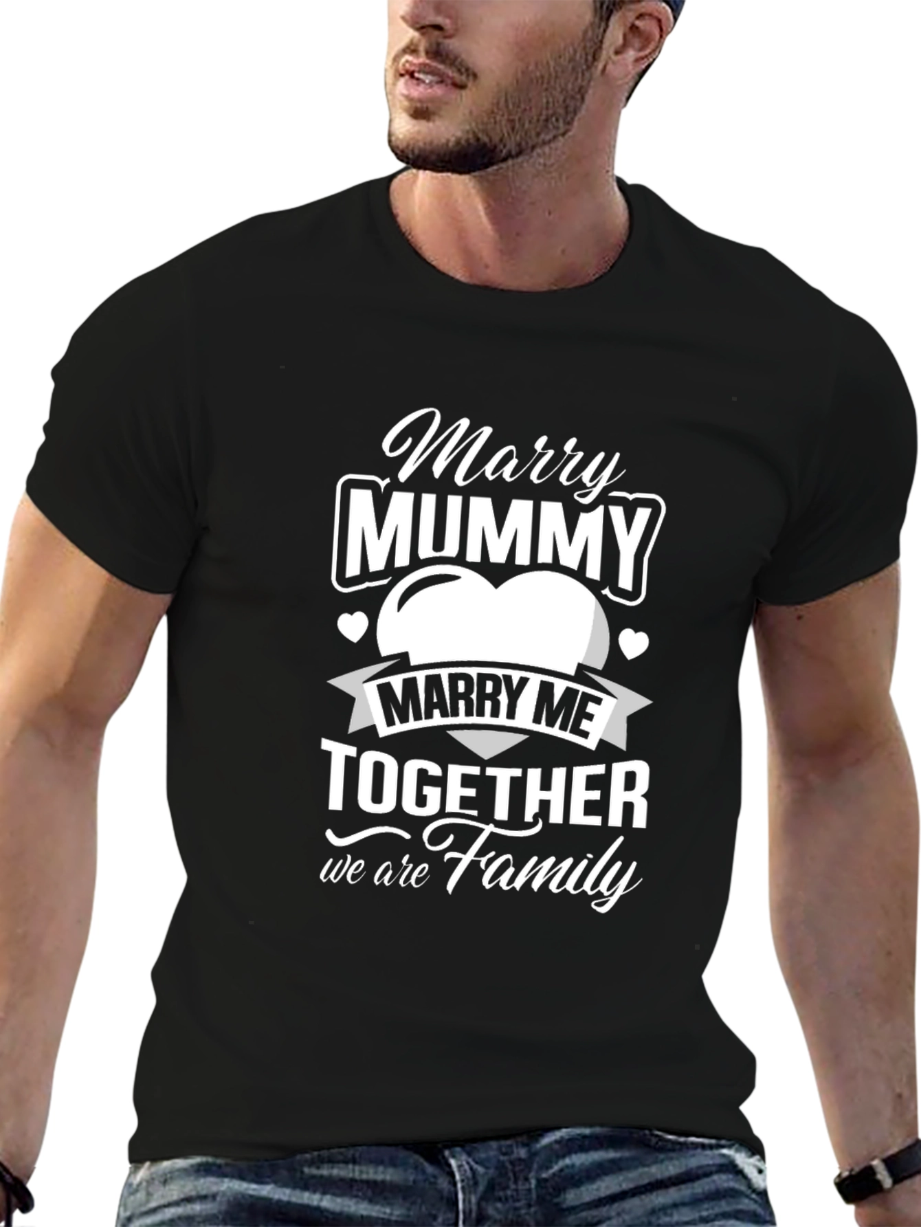 Black Marry Mummy, Together Family Black T-Shirt view 6