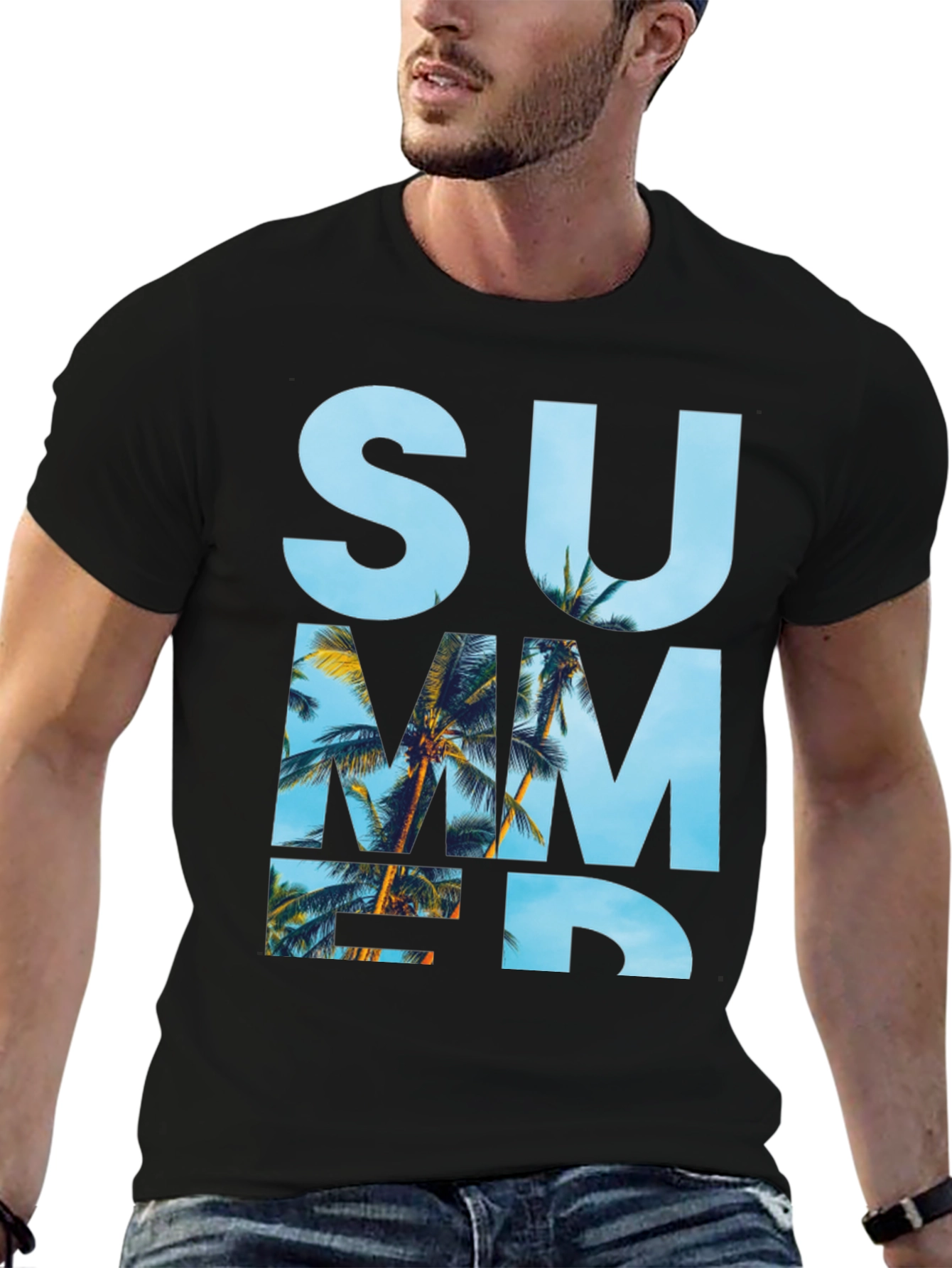 Black Summer Palm Tee view 6